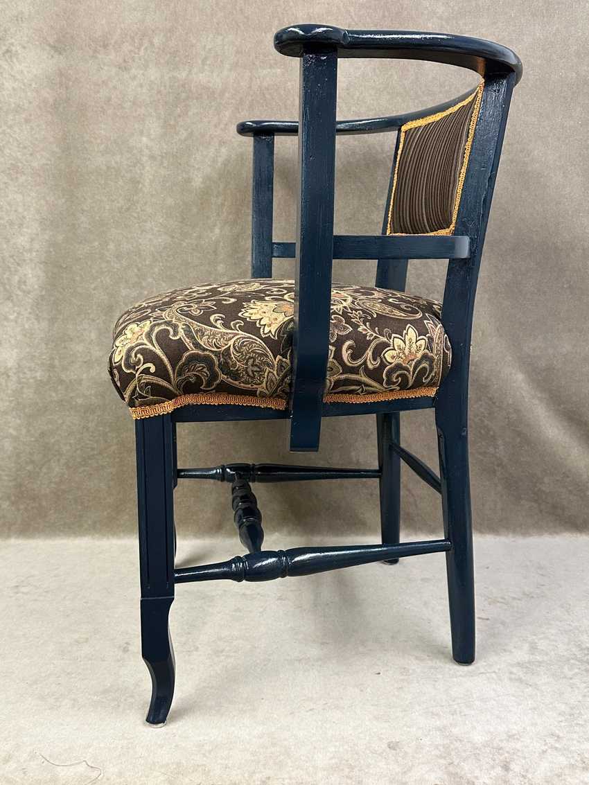 Navy Stripes and Floral Paisley Arm Chair