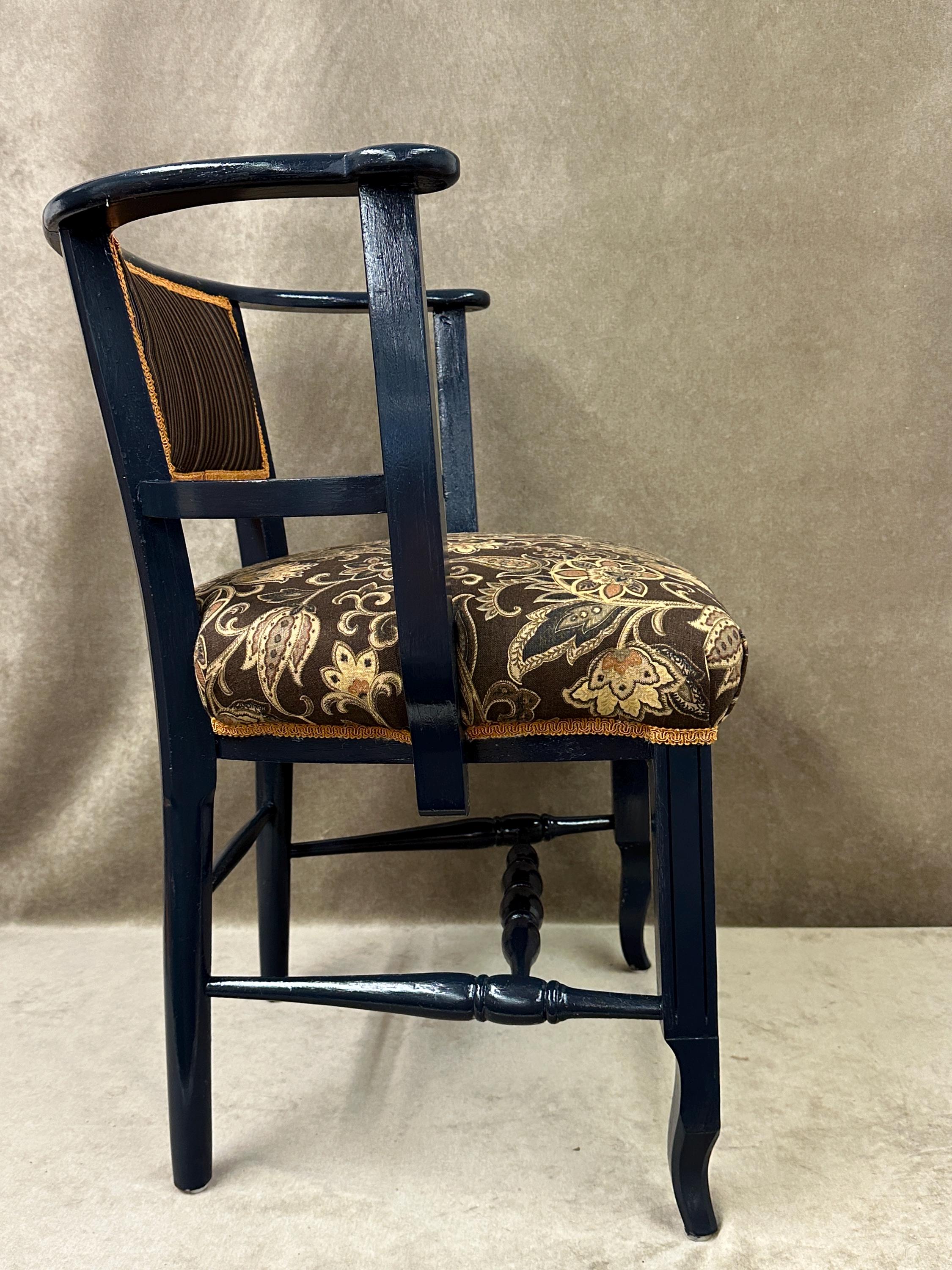 Navy Stripes and Floral Paisley Arm Chair
