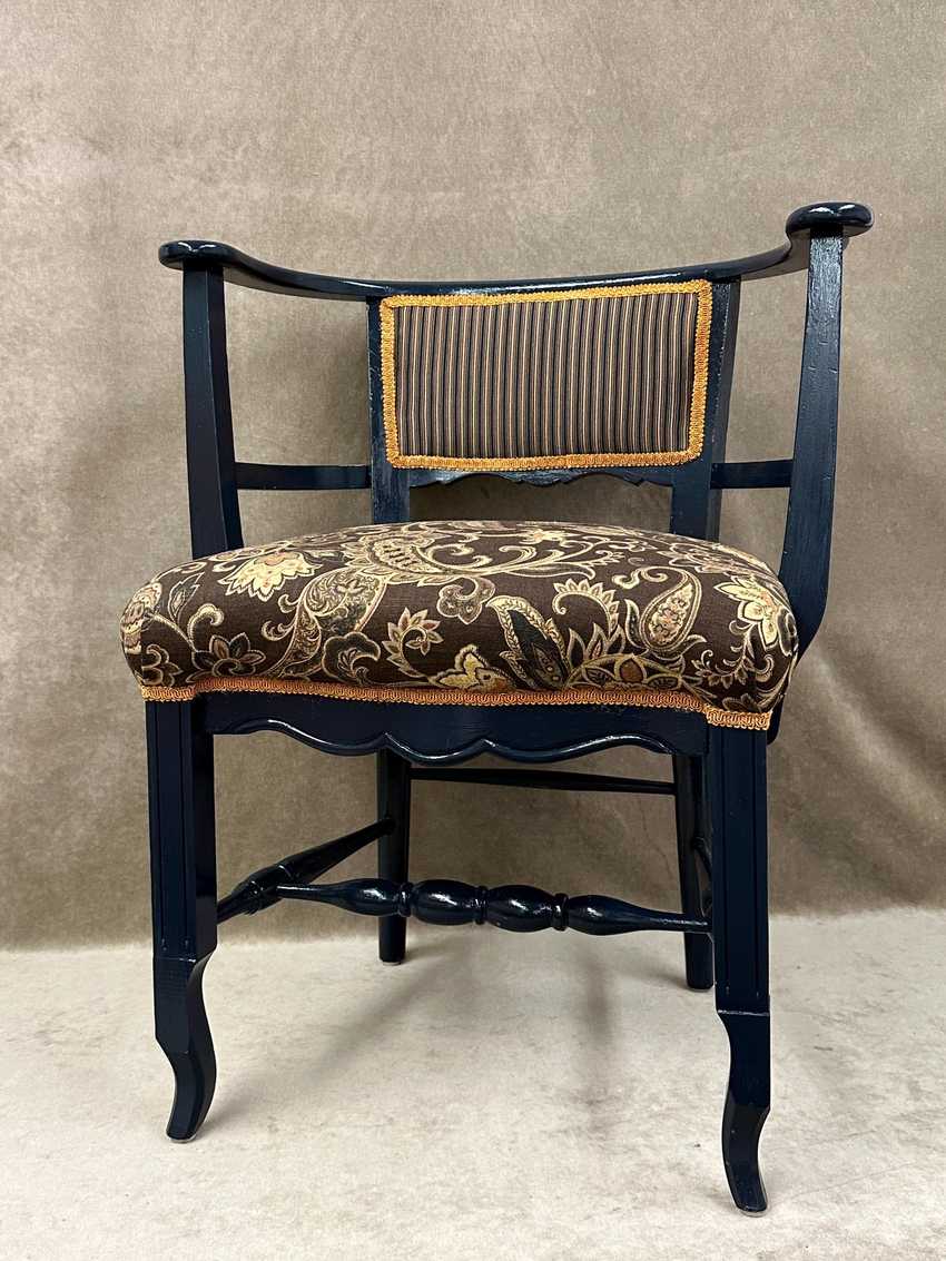 Navy Stripes and Floral Paisley Arm Chair