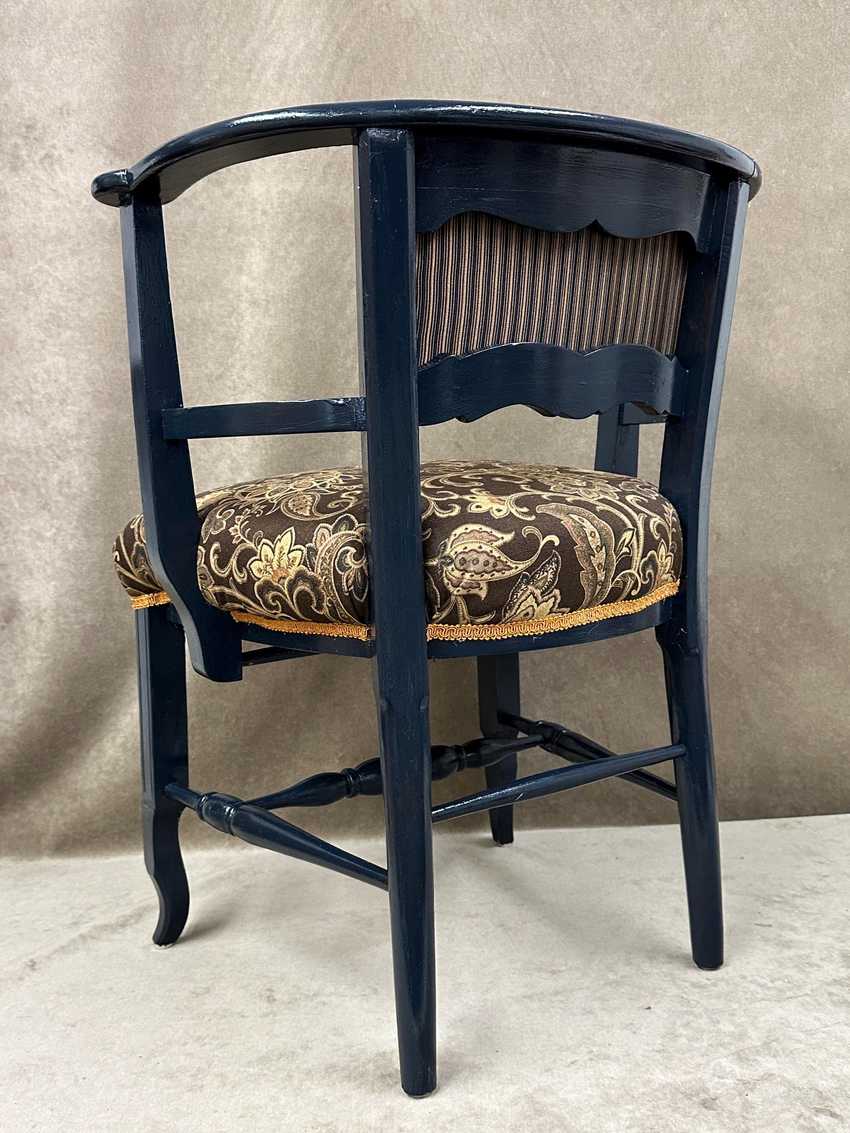 Navy Stripes and Floral Paisley Arm Chair