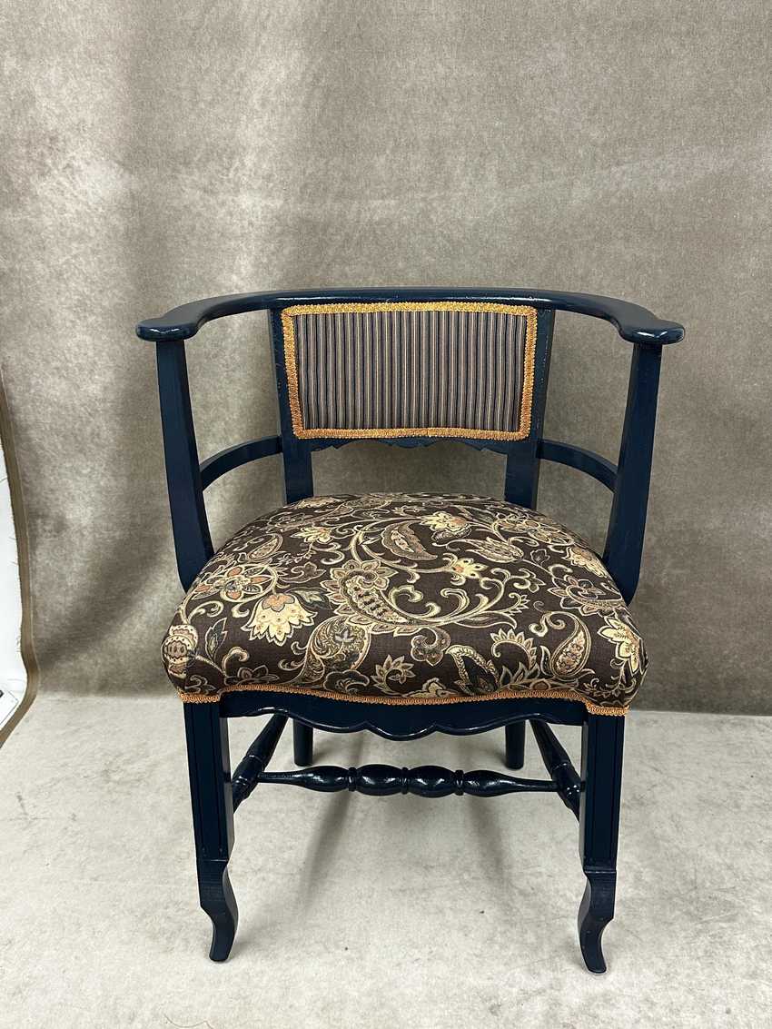 Navy Stripes and Floral Paisley Arm Chair