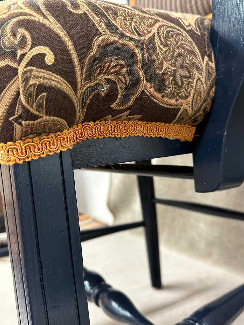 Navy Stripes and Floral Paisley Arm Chair