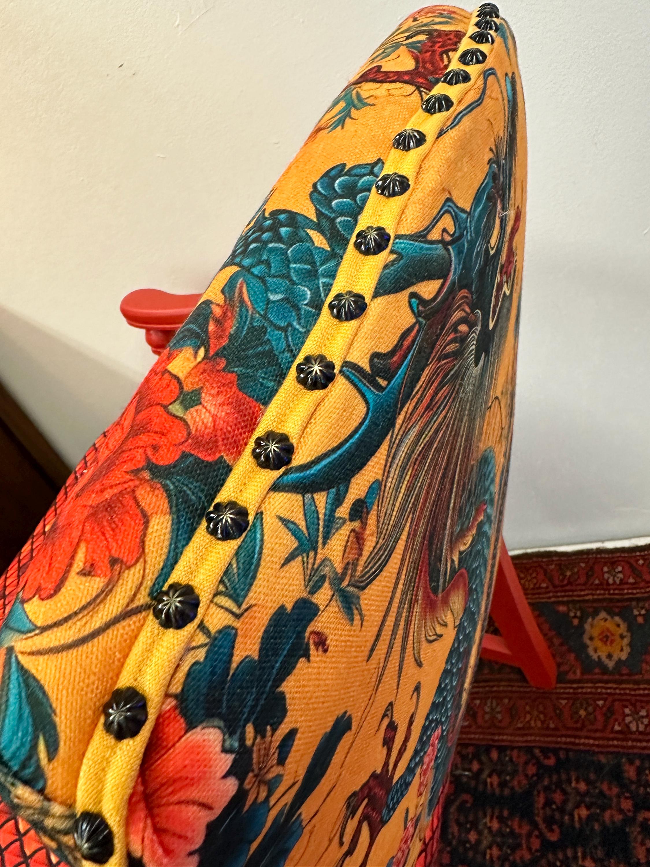Vintage Dragon and Scales Arm Chair