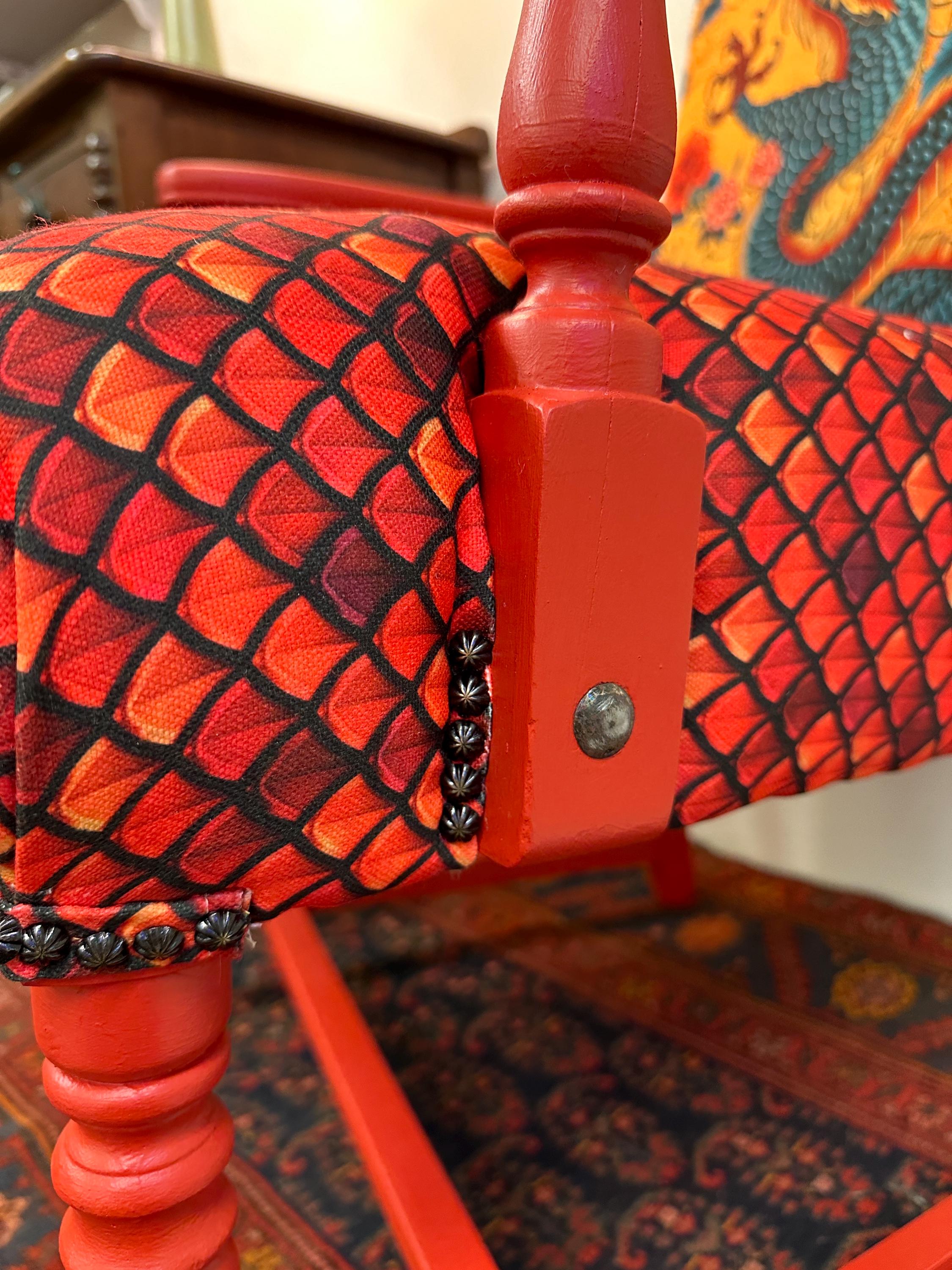Vintage Dragon and Scales Arm Chair