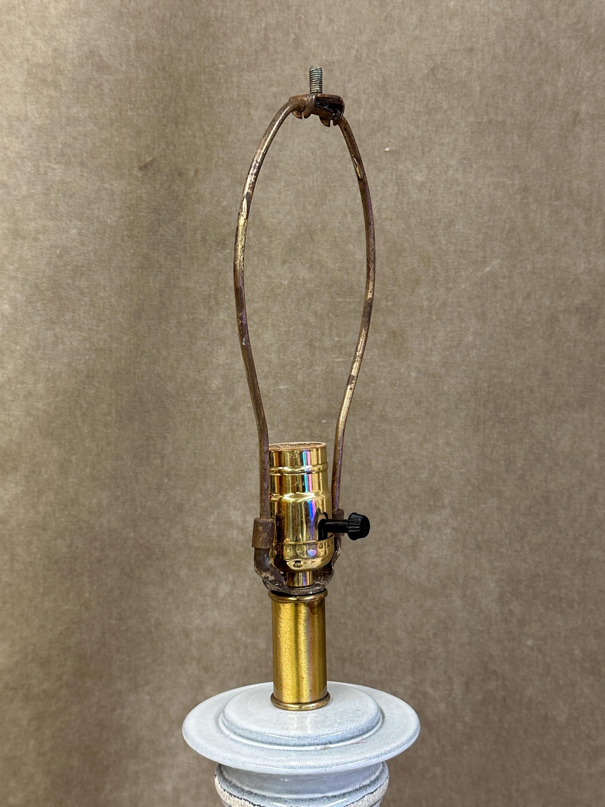 Tall Ceramic Column Lamp on Gold and Black Base