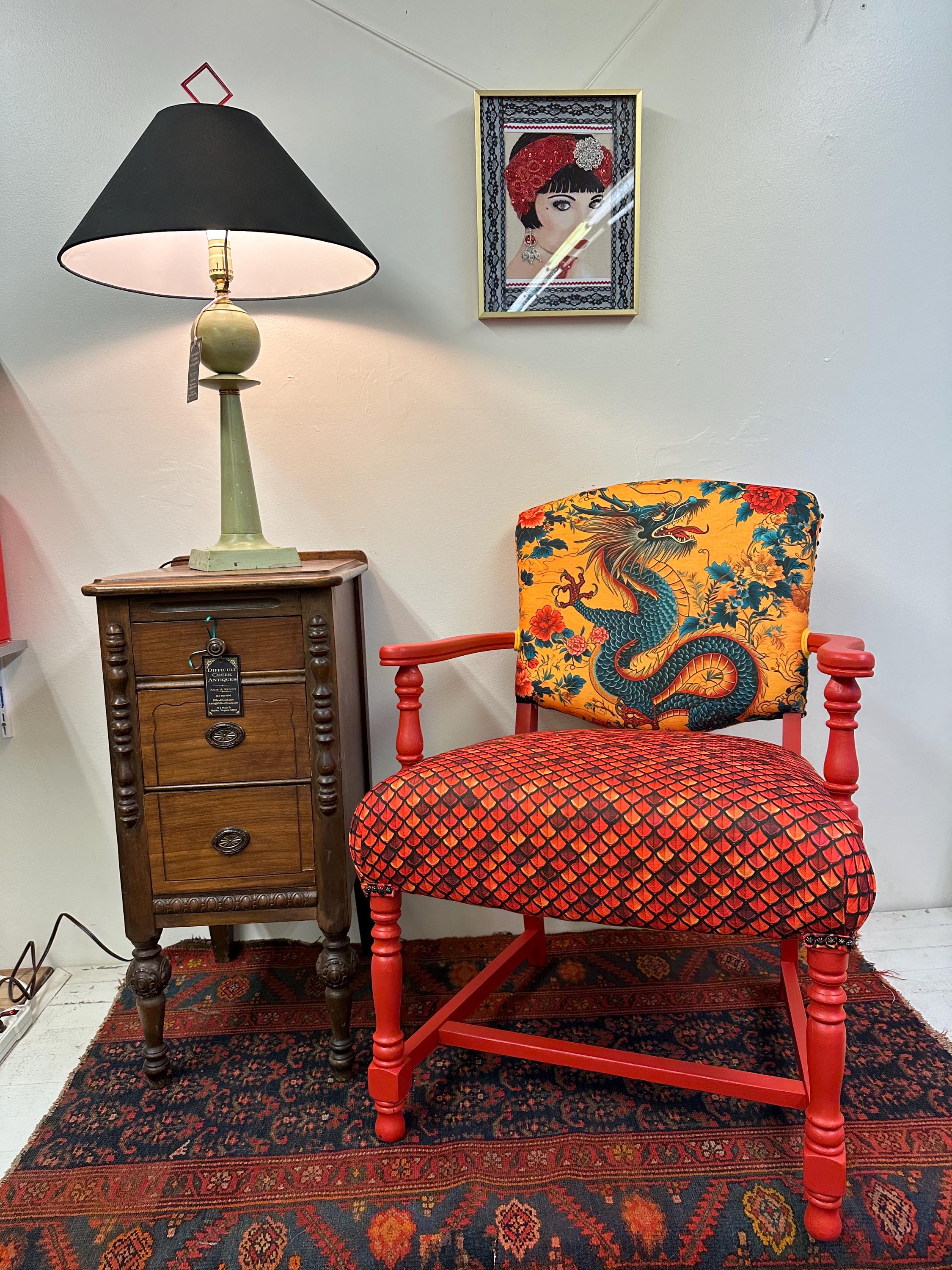 Vintage Dragon and Scales Arm Chair