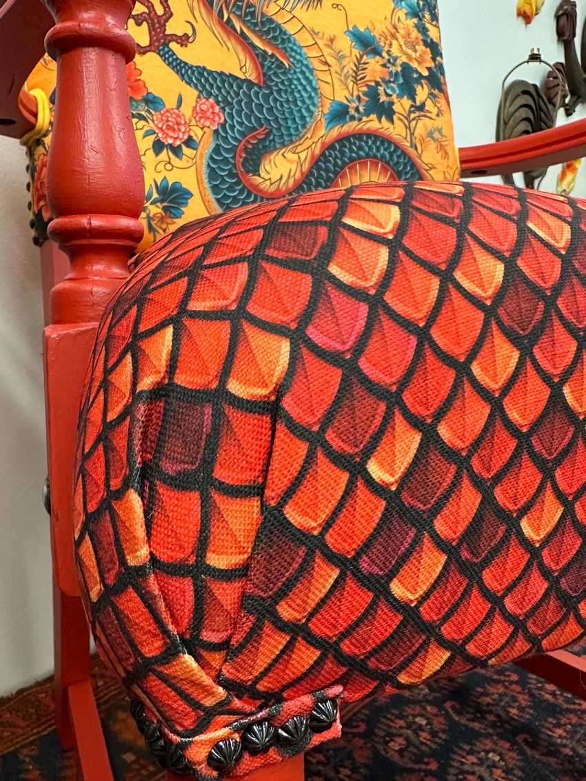 Vintage Dragon and Scales Arm Chair