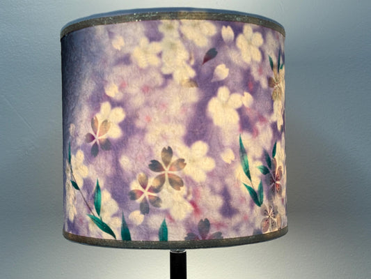 Lavender, Black and White Kimono Silk Handmade Lampshade