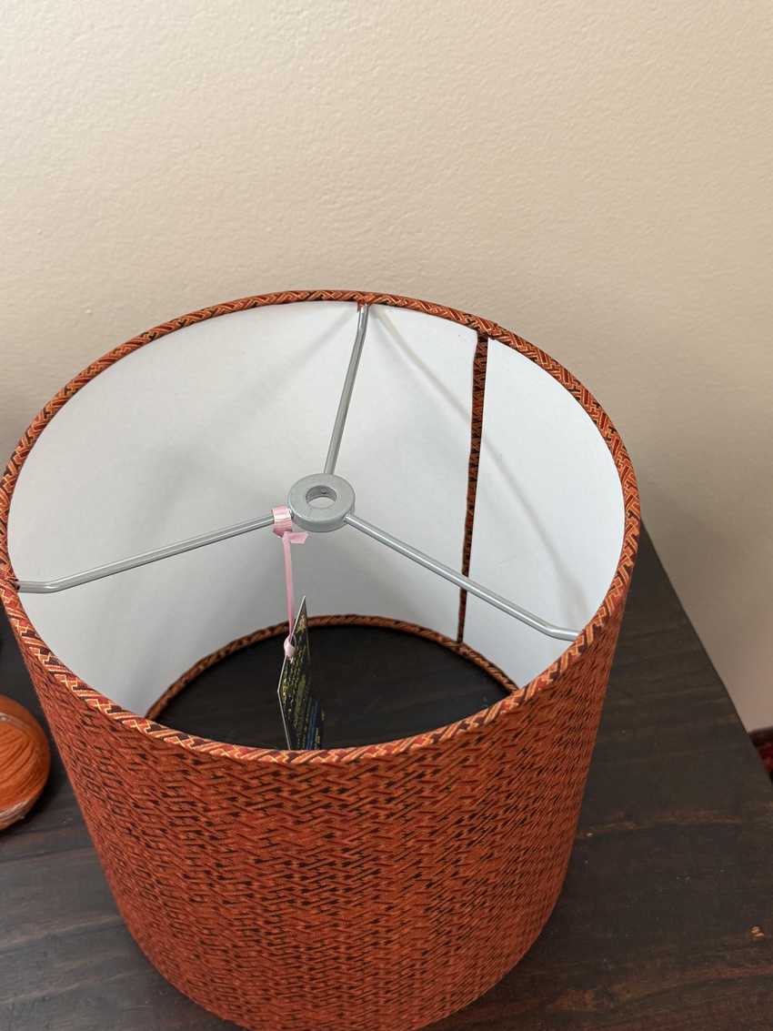 9 Inch Brick Red Geometric Patterned Drum Lampshade