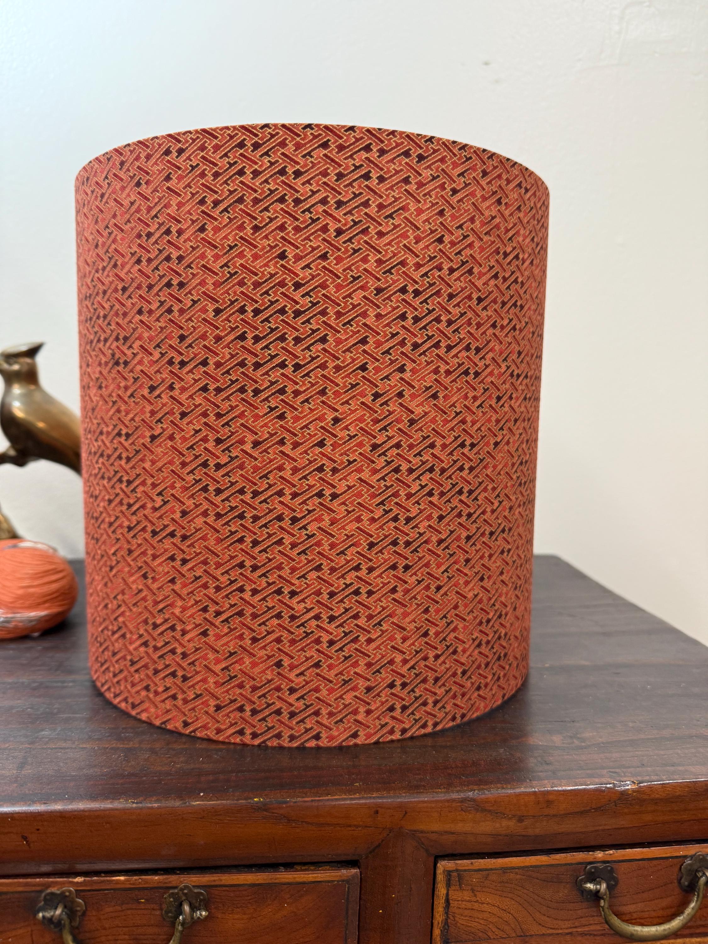 9 Inch Brick Red Geometric Patterned Drum Lampshade