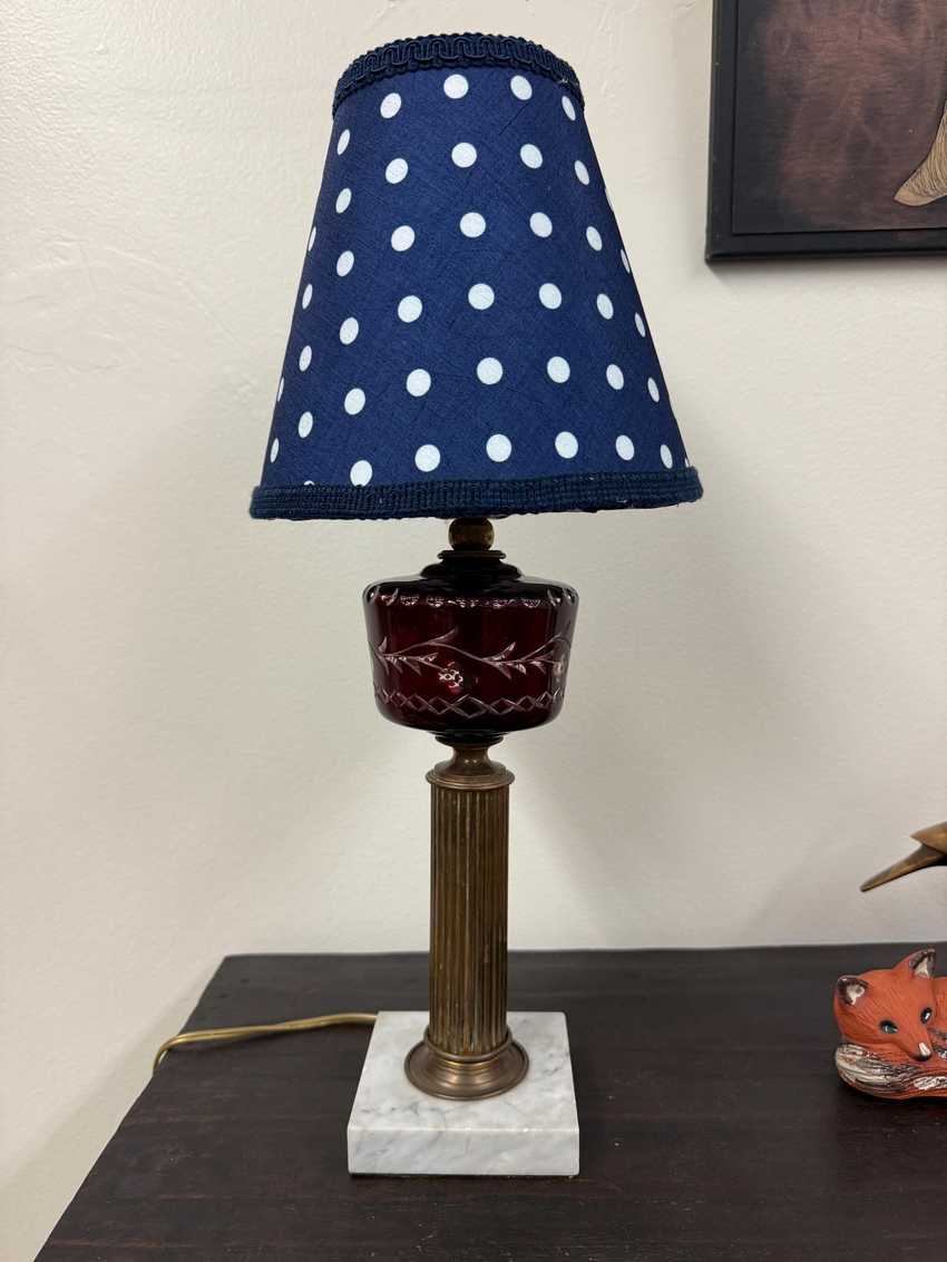 Navy with White Polka Dots Cone Lampshade