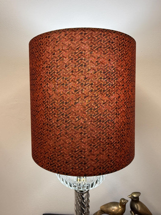 9 Inch Brick Red Geometric Patterned Drum Lampshade