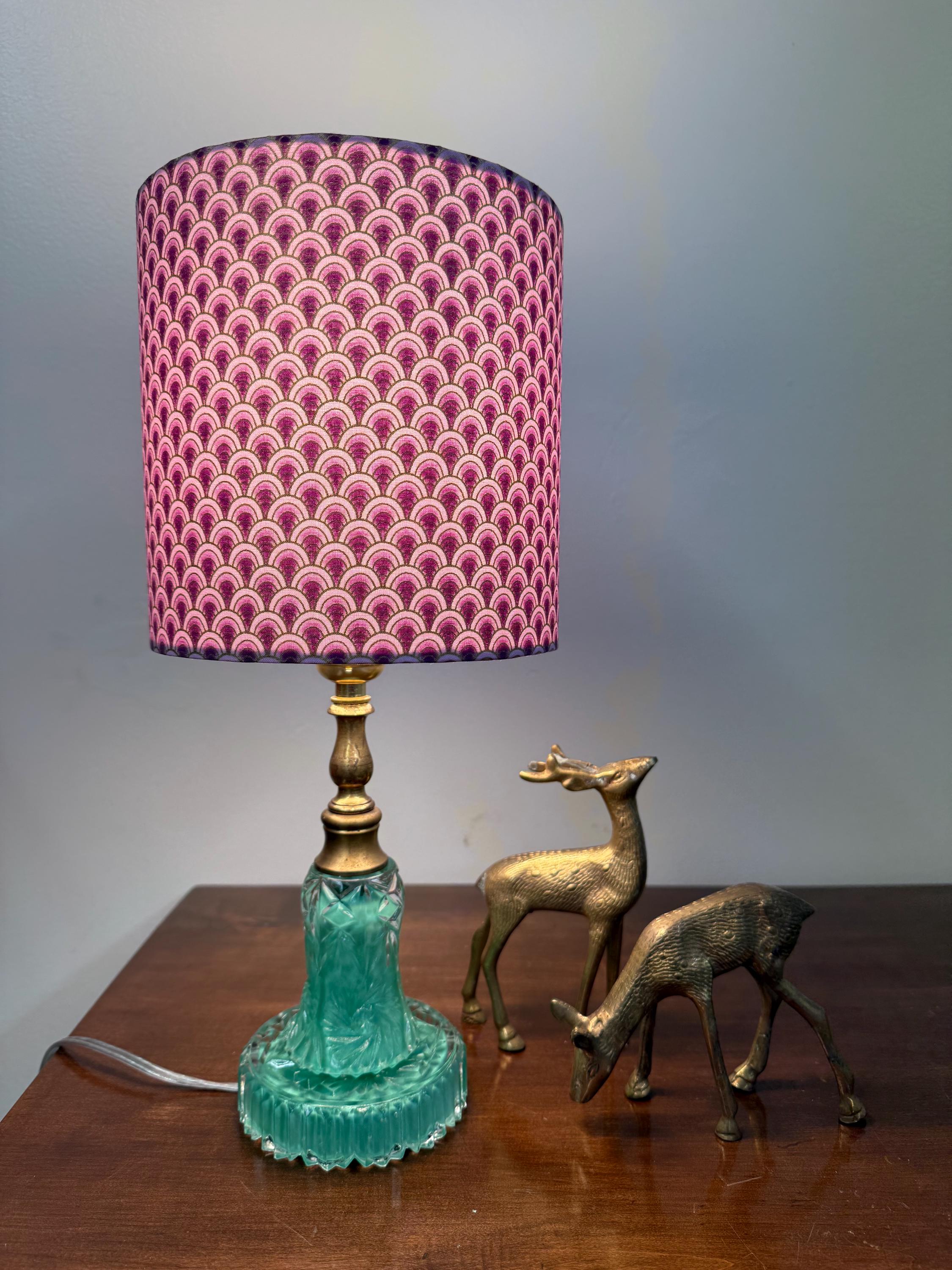 Small Green Painted Glass Lamp