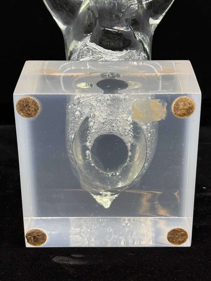 Vintage Clear Controlled Hand Blown Glass Bull, Hand Blown Glass Sculpture, Art Glass Figurine