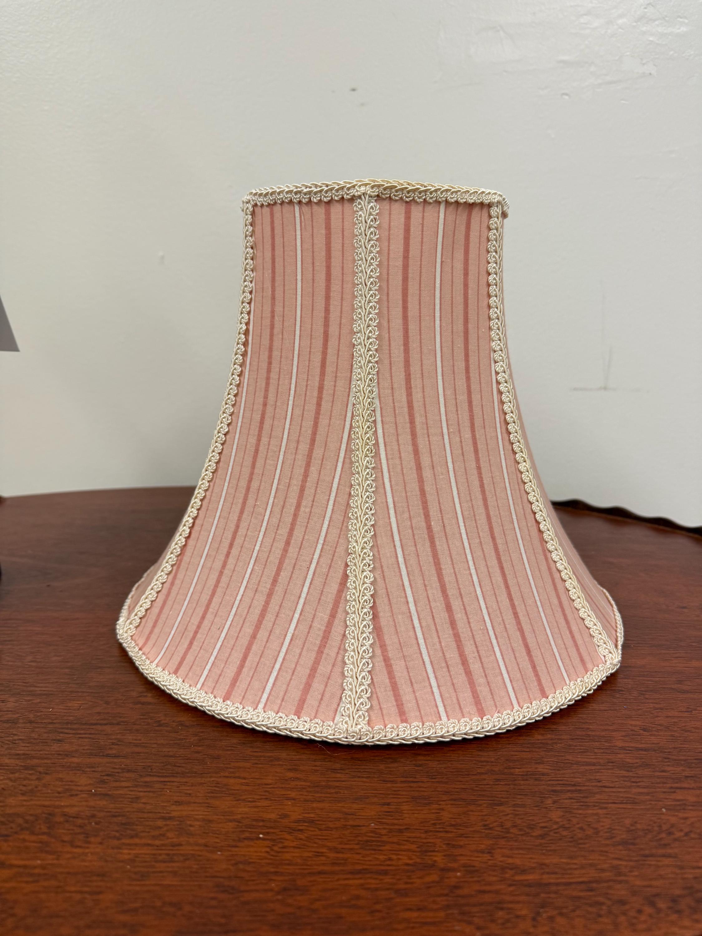 Hand Sewn Pink and White Stripe 6 Panel Lampshade