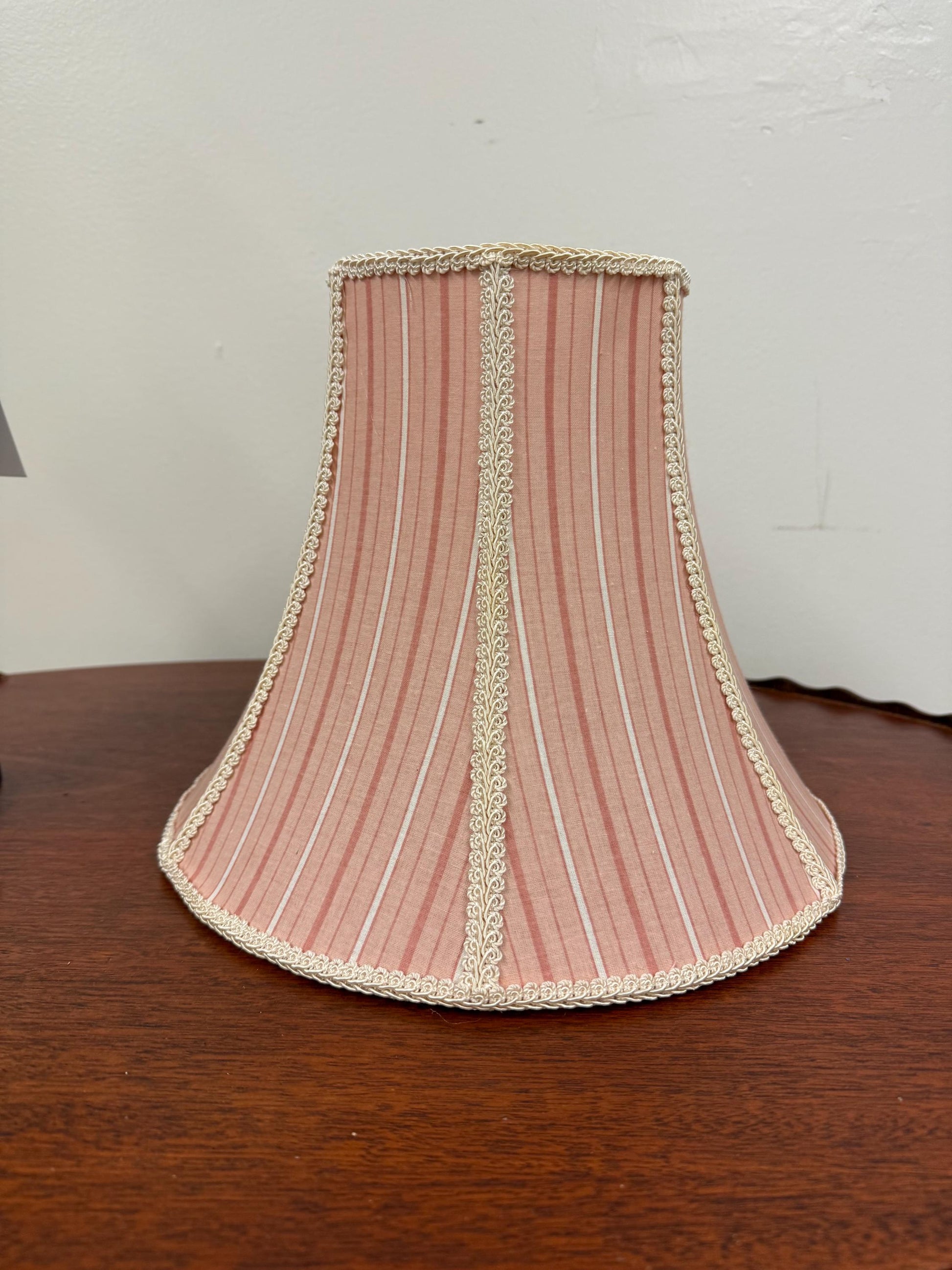 Hand Sewn Pink and White Stripe 6 Panel Lampshade