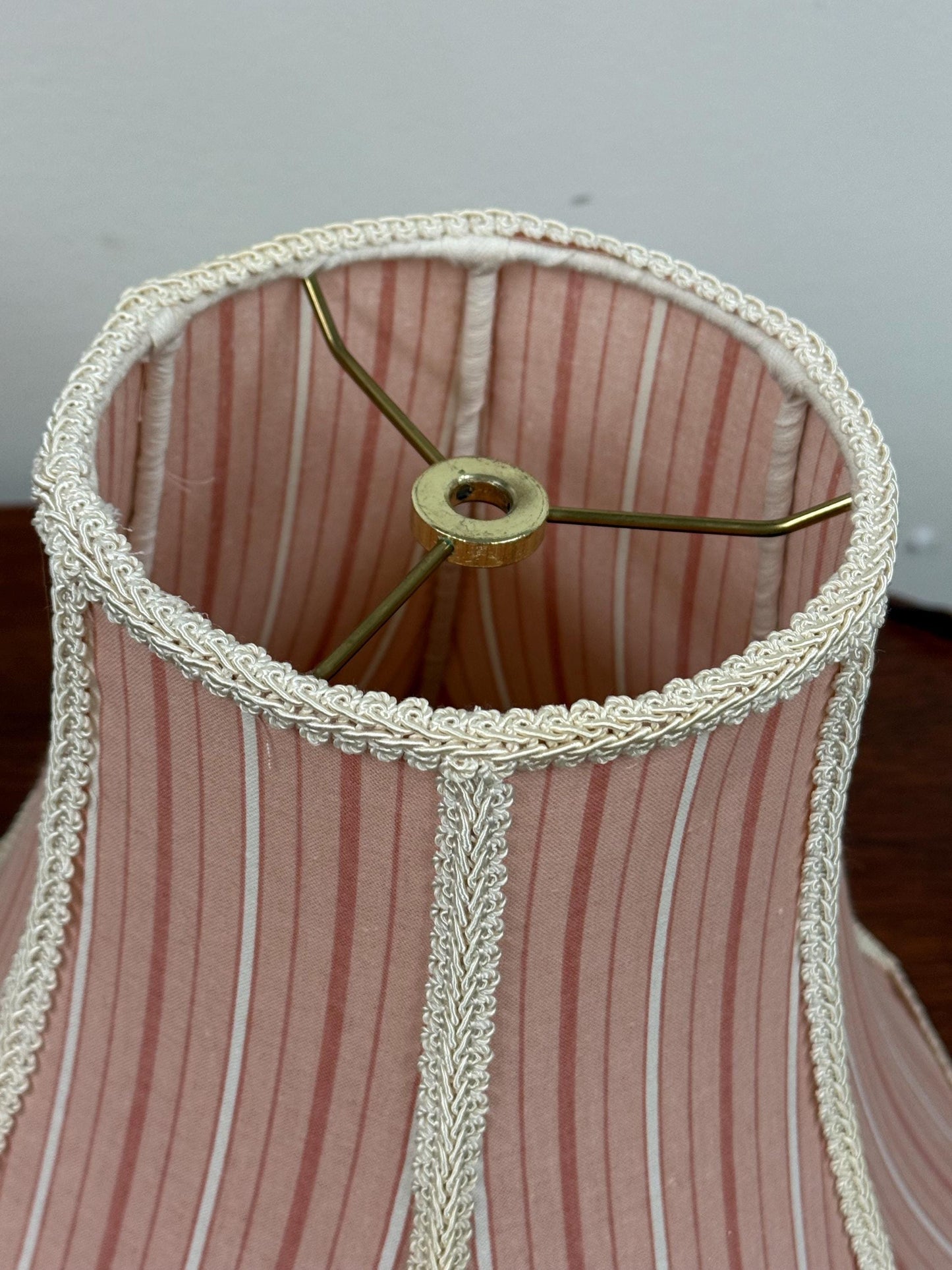 Hand Sewn Pink and White Stripe 6 Panel Lampshade
