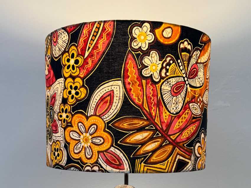 Handmade Large and Bold Floral Print 12” Drum Lampshade