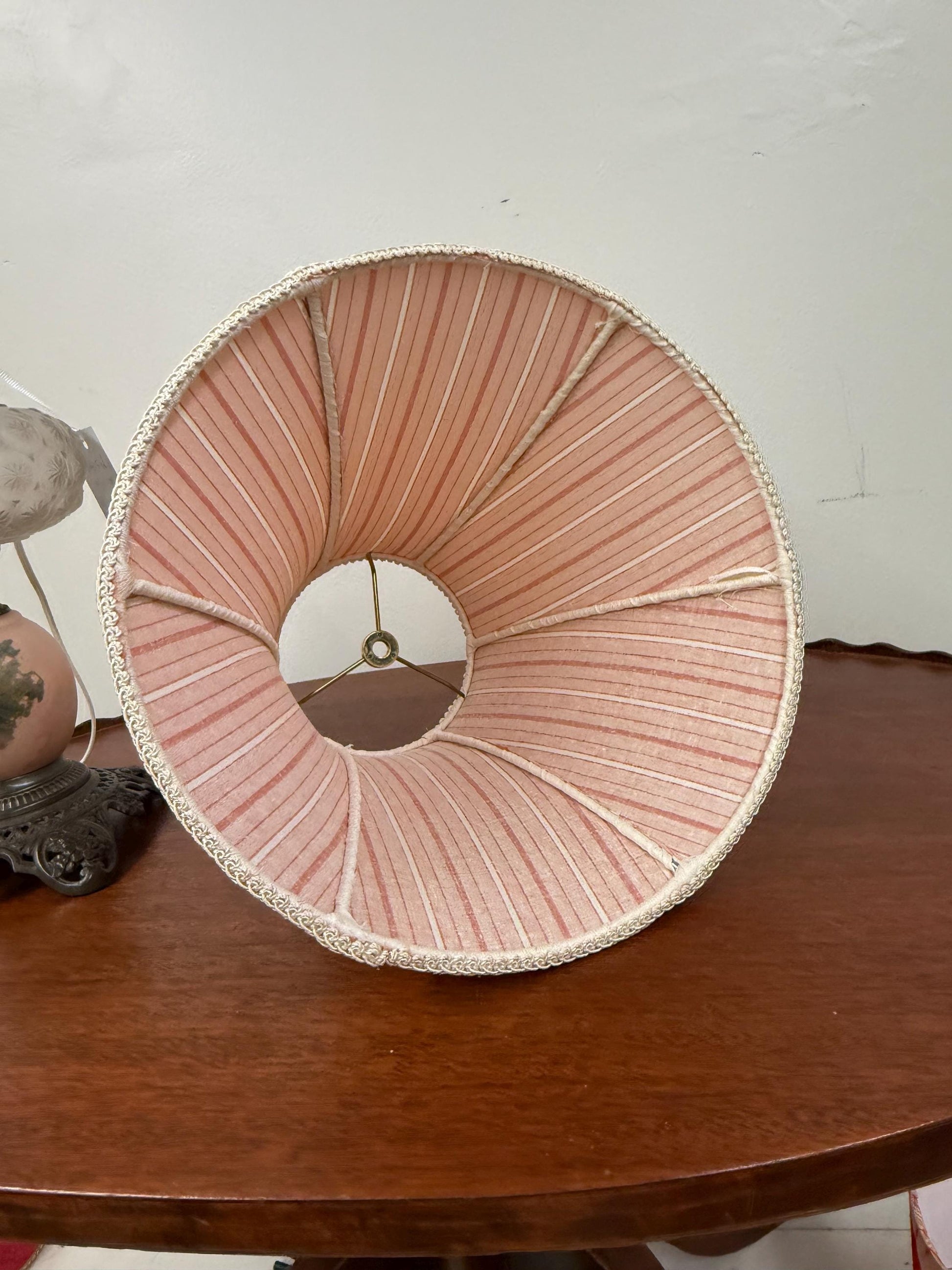 Hand Sewn Pink and White Stripe 6 Panel Lampshade