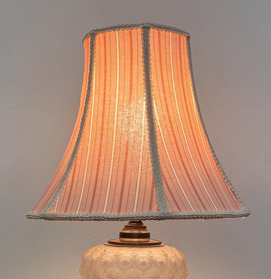 Hand Sewn Pink and White Stripe 6 Panel Lampshade