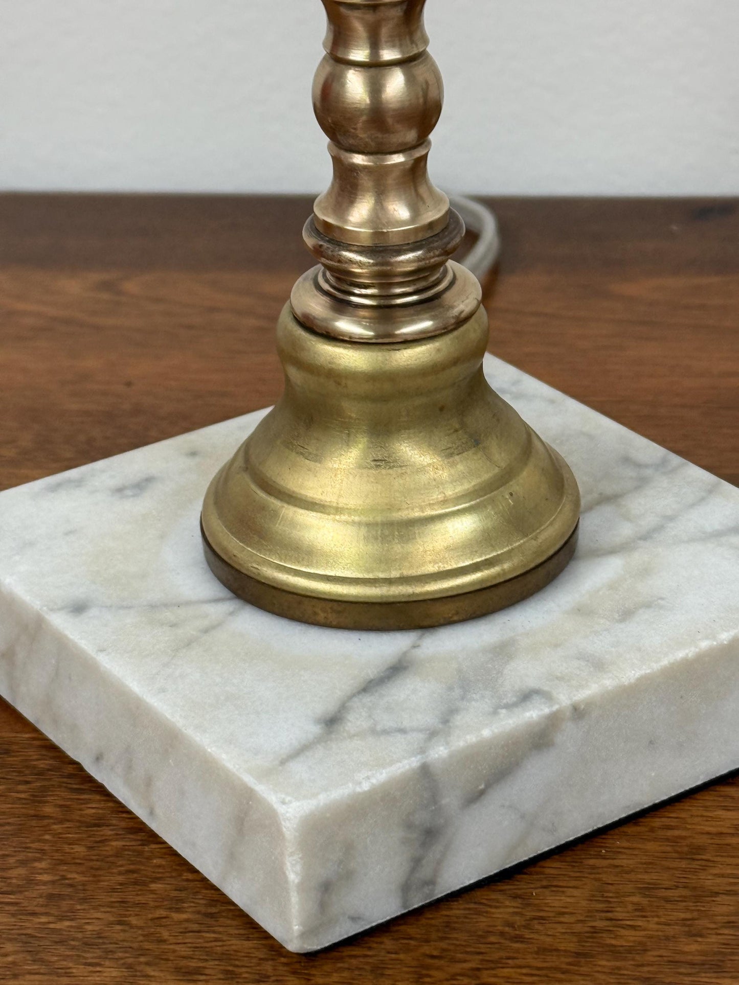 Vintage Ribbed Glass and Brass Lamp