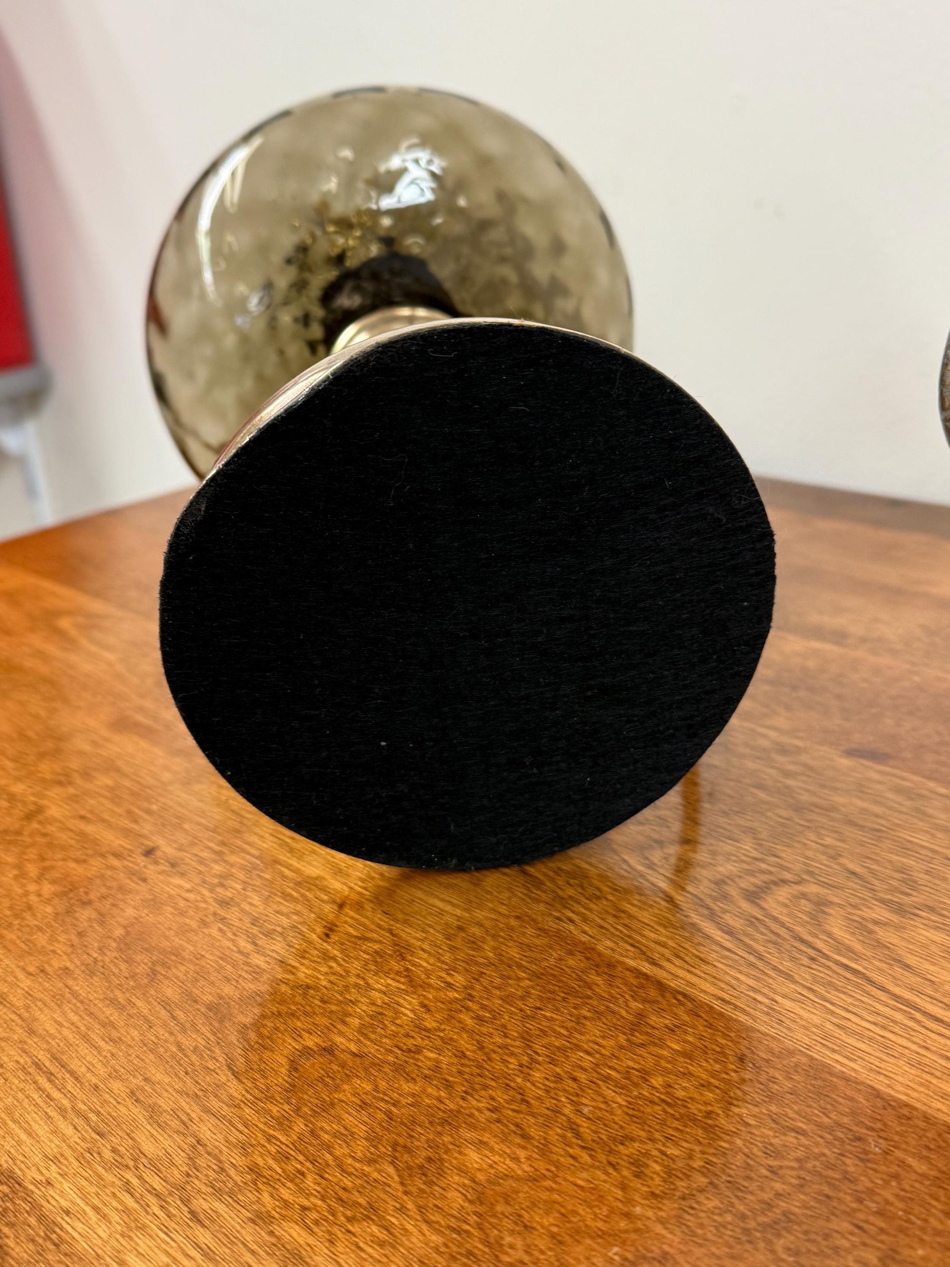 Smokey Grey Glass and Brass Lamp