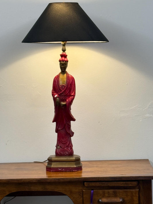 Guanyin Goddess Chalkware Lamp, TALL