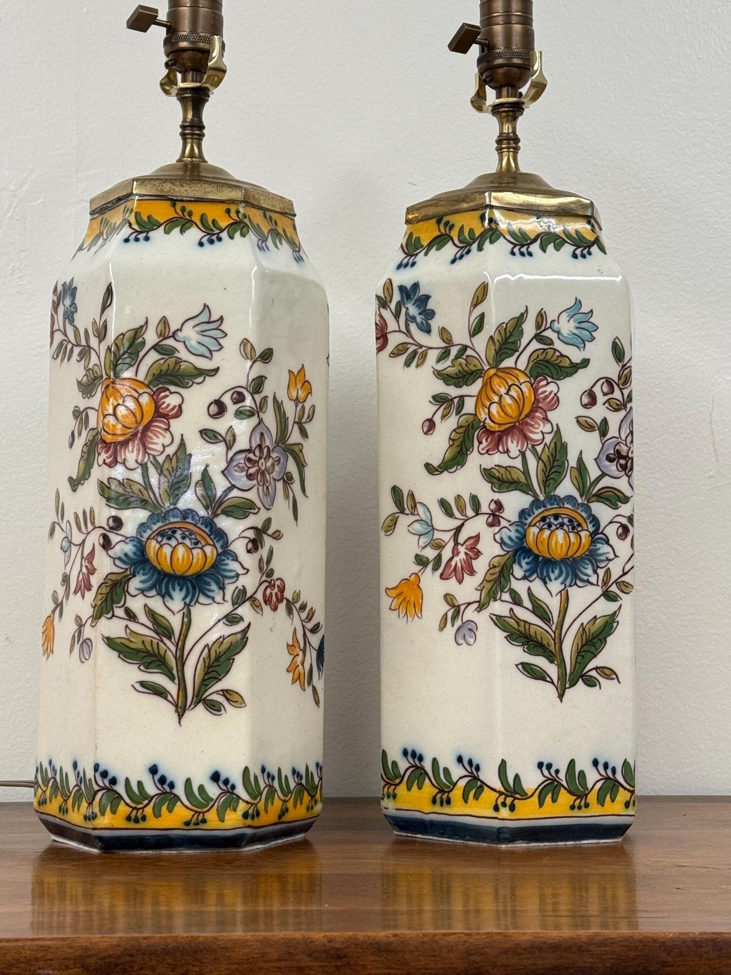 PAIR of Portuguese Santana Lisboa Ceramic Lamps, signed and made in 1923