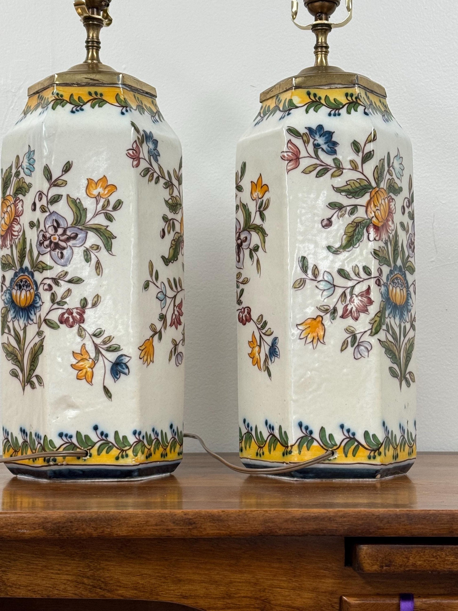 PAIR of Portuguese Santana Lisboa Ceramic Lamps, signed and made in 1923
