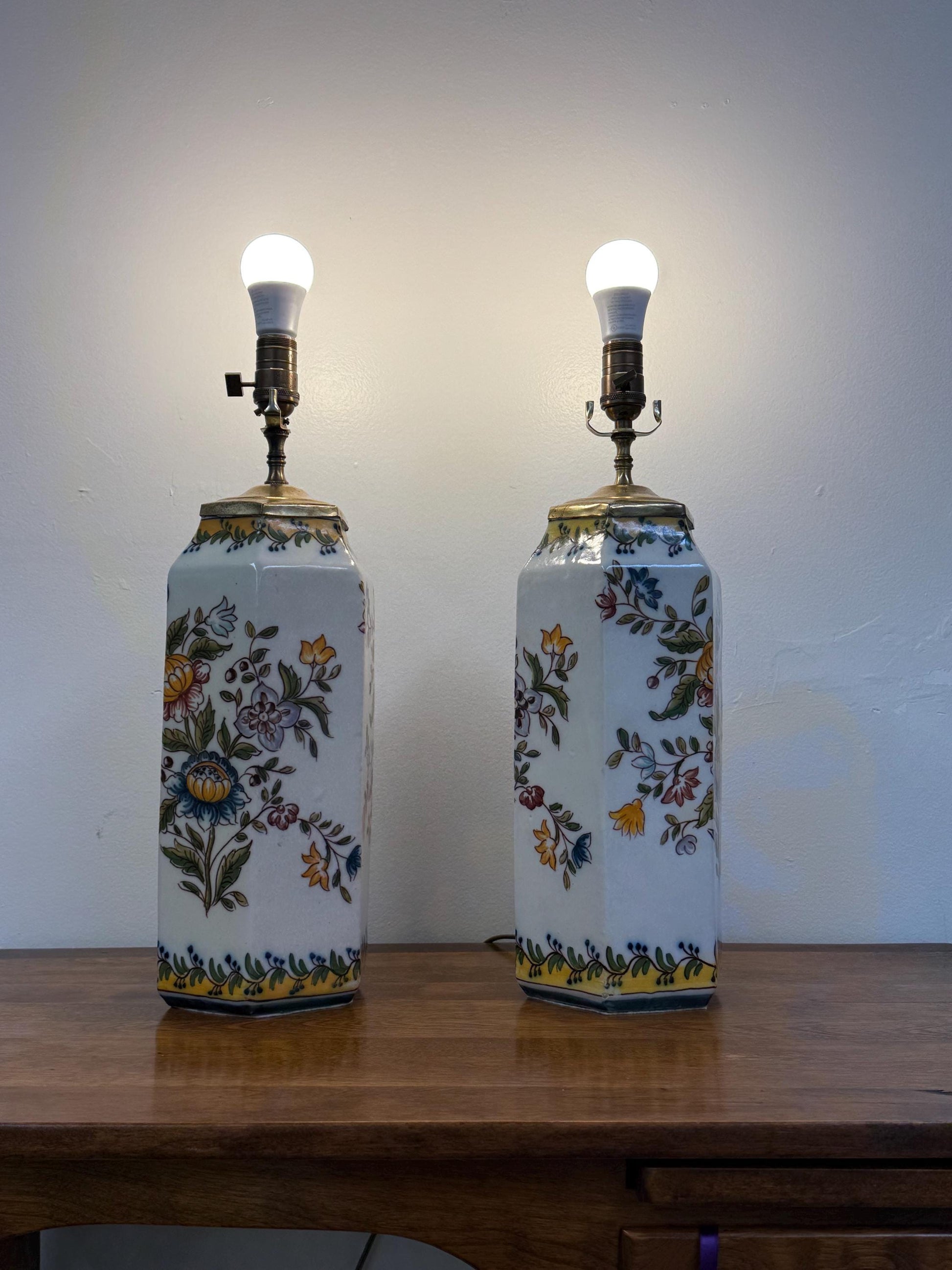 PAIR of Portuguese Santana Lisboa Ceramic Lamps, signed and made in 1923