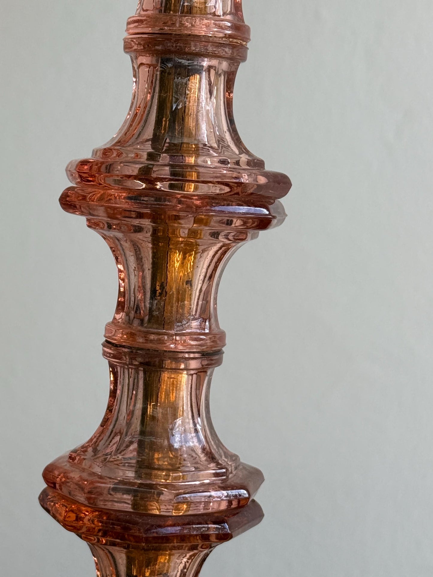 Pink Depression Glass Lamp, Vintage