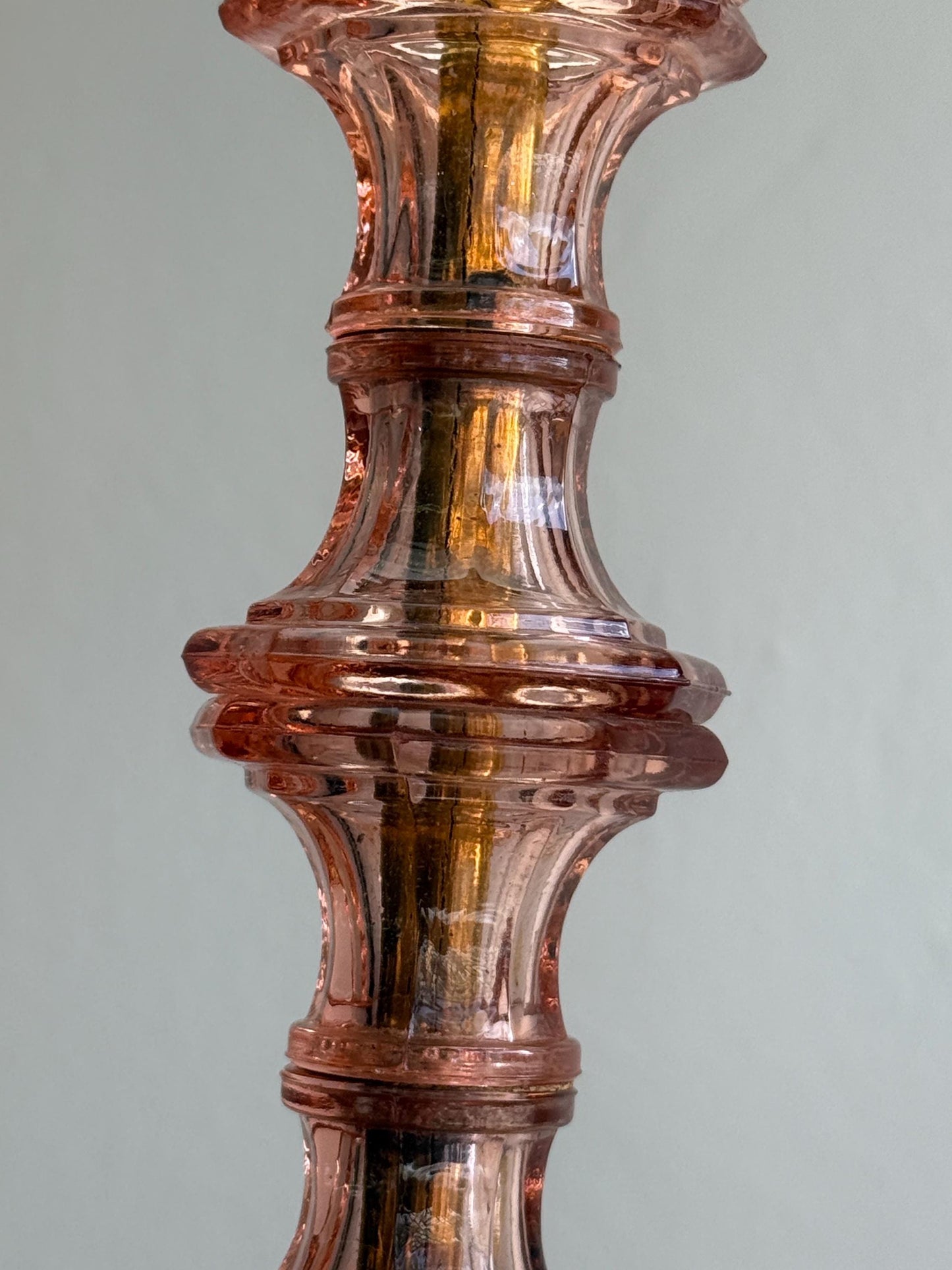 Pink Depression Glass Lamp, Vintage
