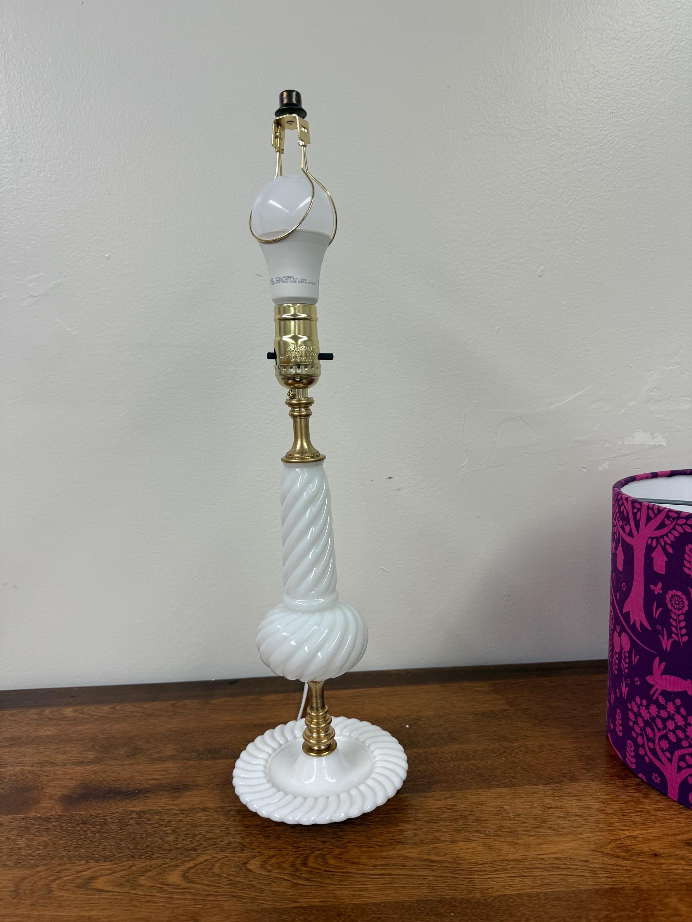Vintage Milkglass and Brass are-Imagined Lamp