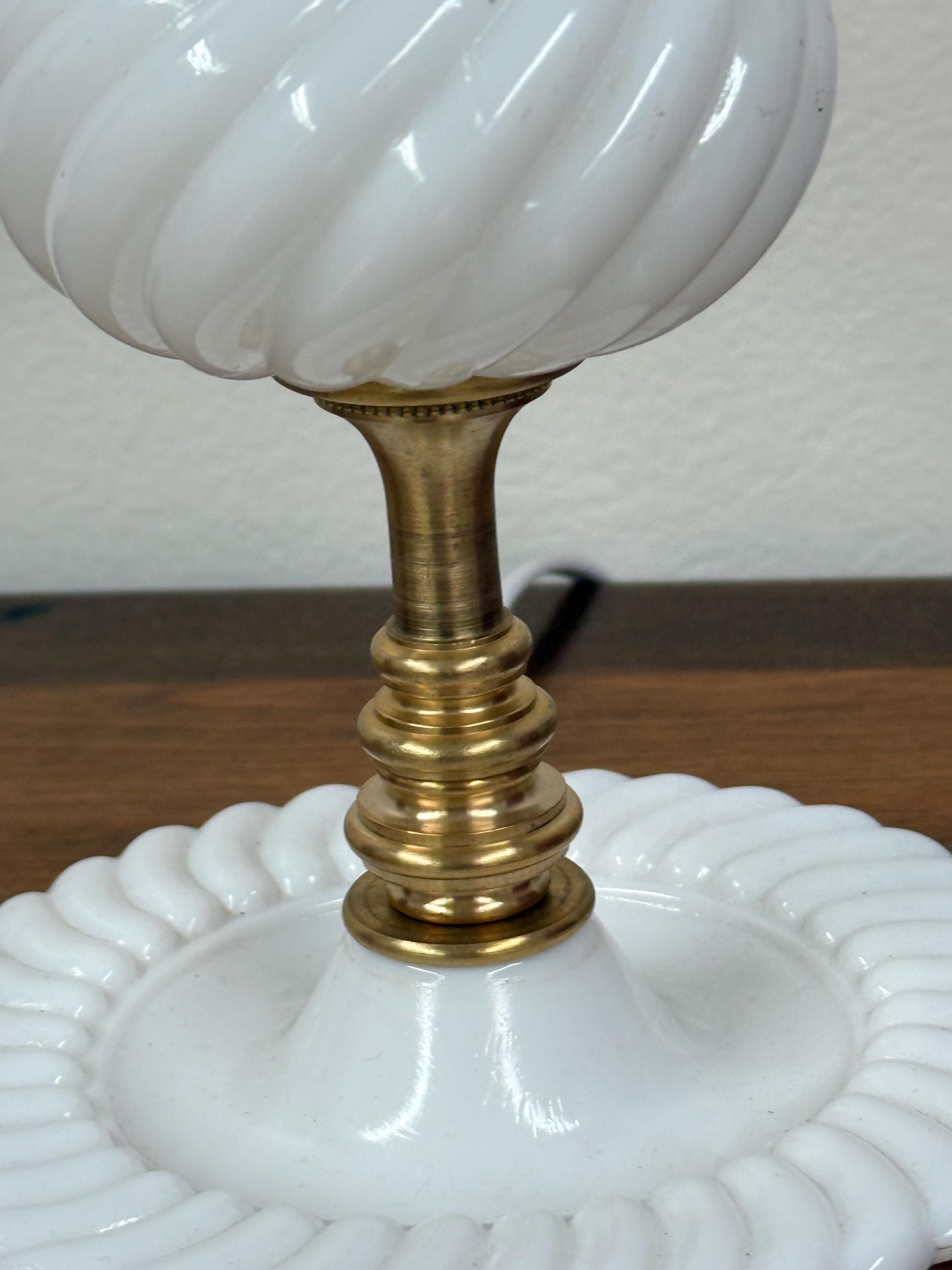 Vintage Milkglass and Brass are-Imagined Lamp