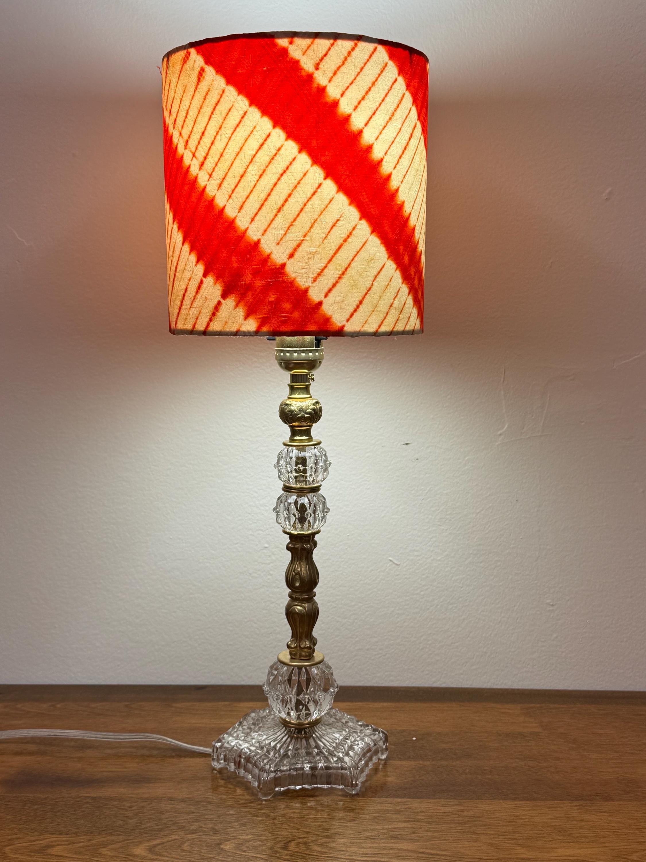 Fancy Brass and Vintage Glass Lamp