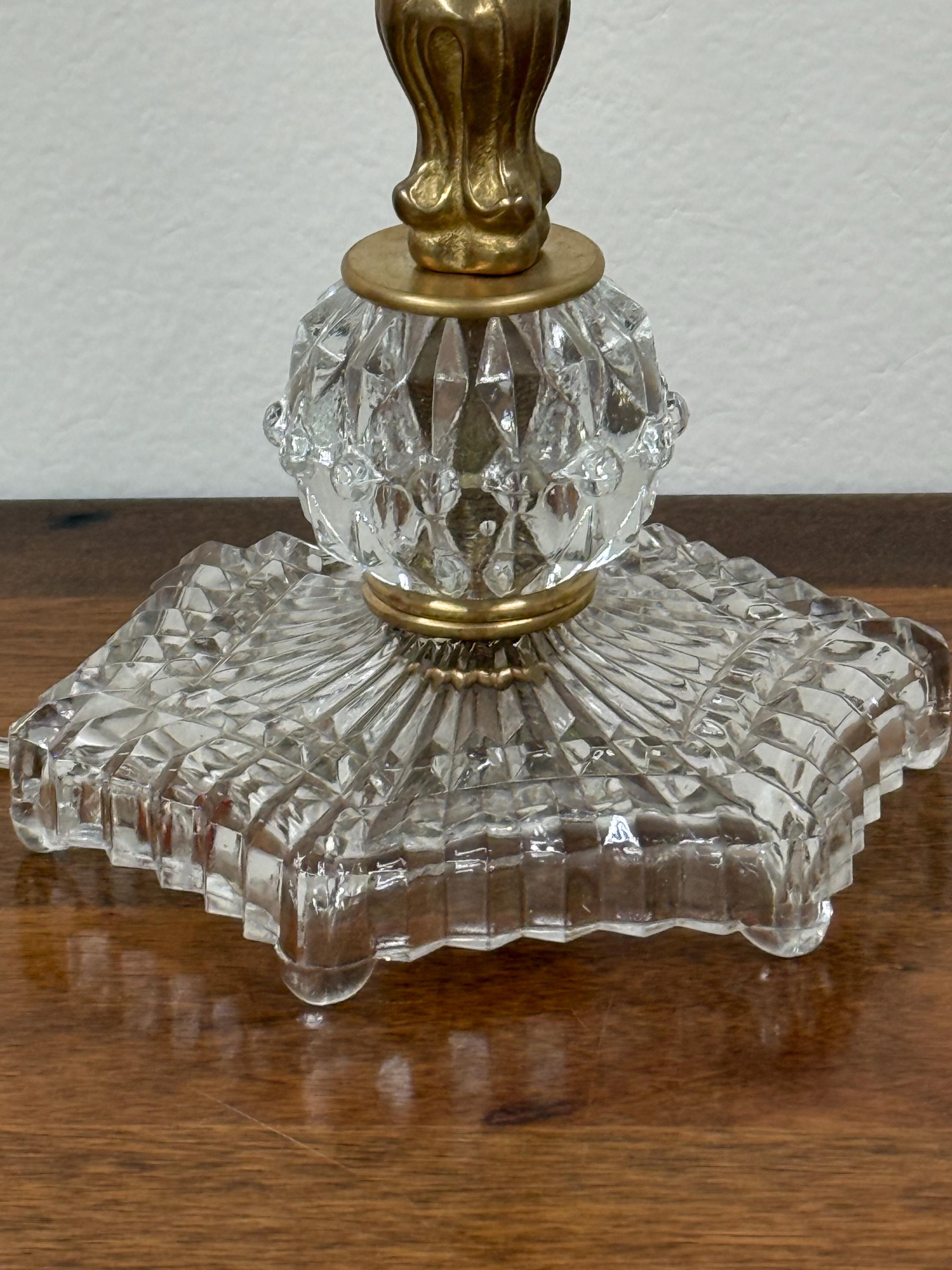 Fancy Brass and Vintage Glass Lamp