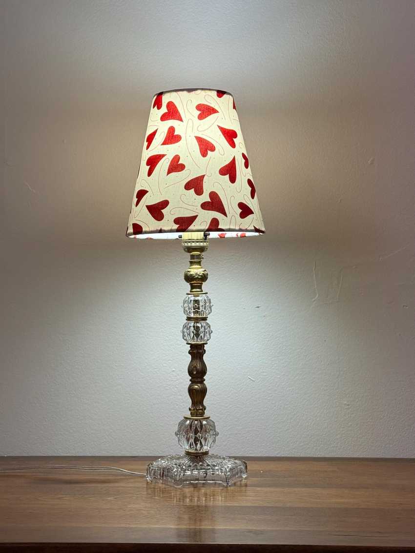 Fancy Brass and Vintage Glass Lamp