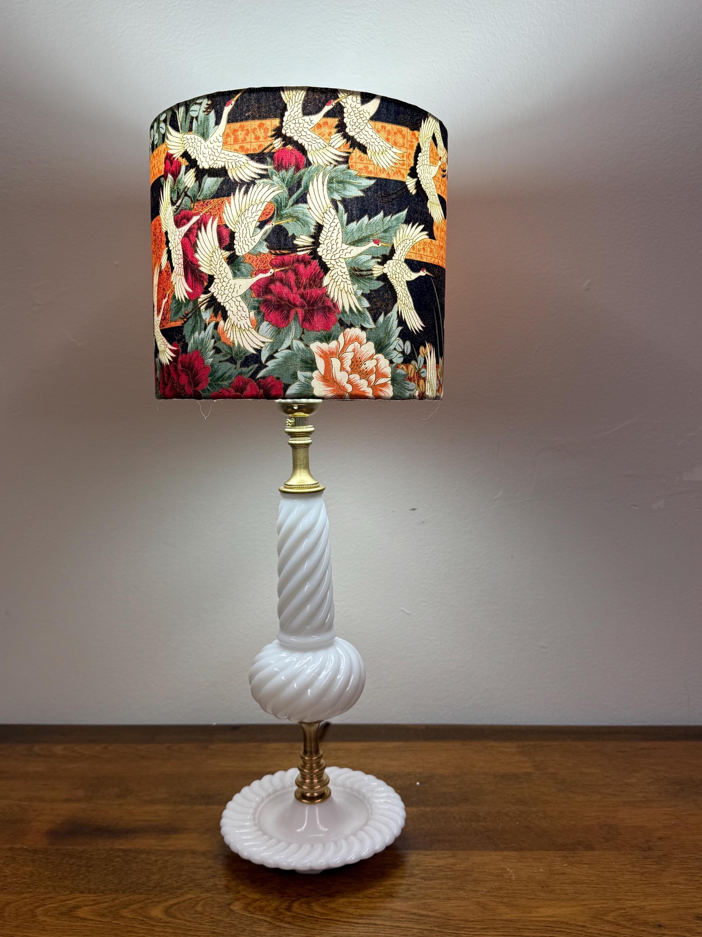 Vintage Milkglass and Brass are-Imagined Lamp