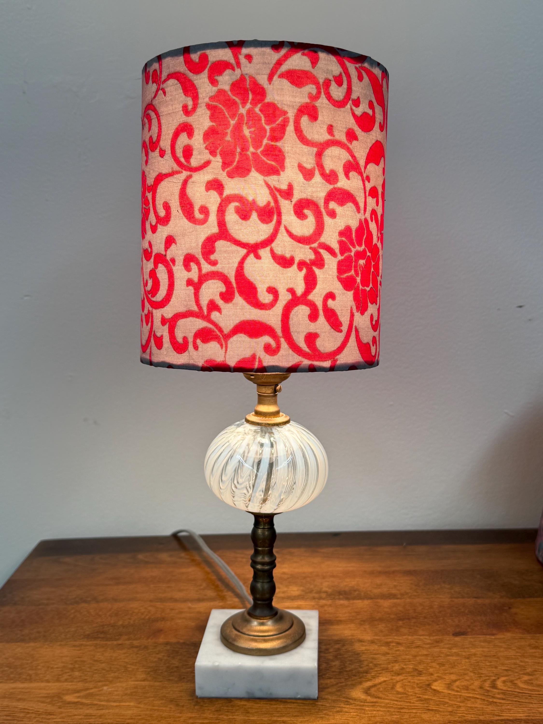 Vintage Fenton Glass White Swirl Lamp