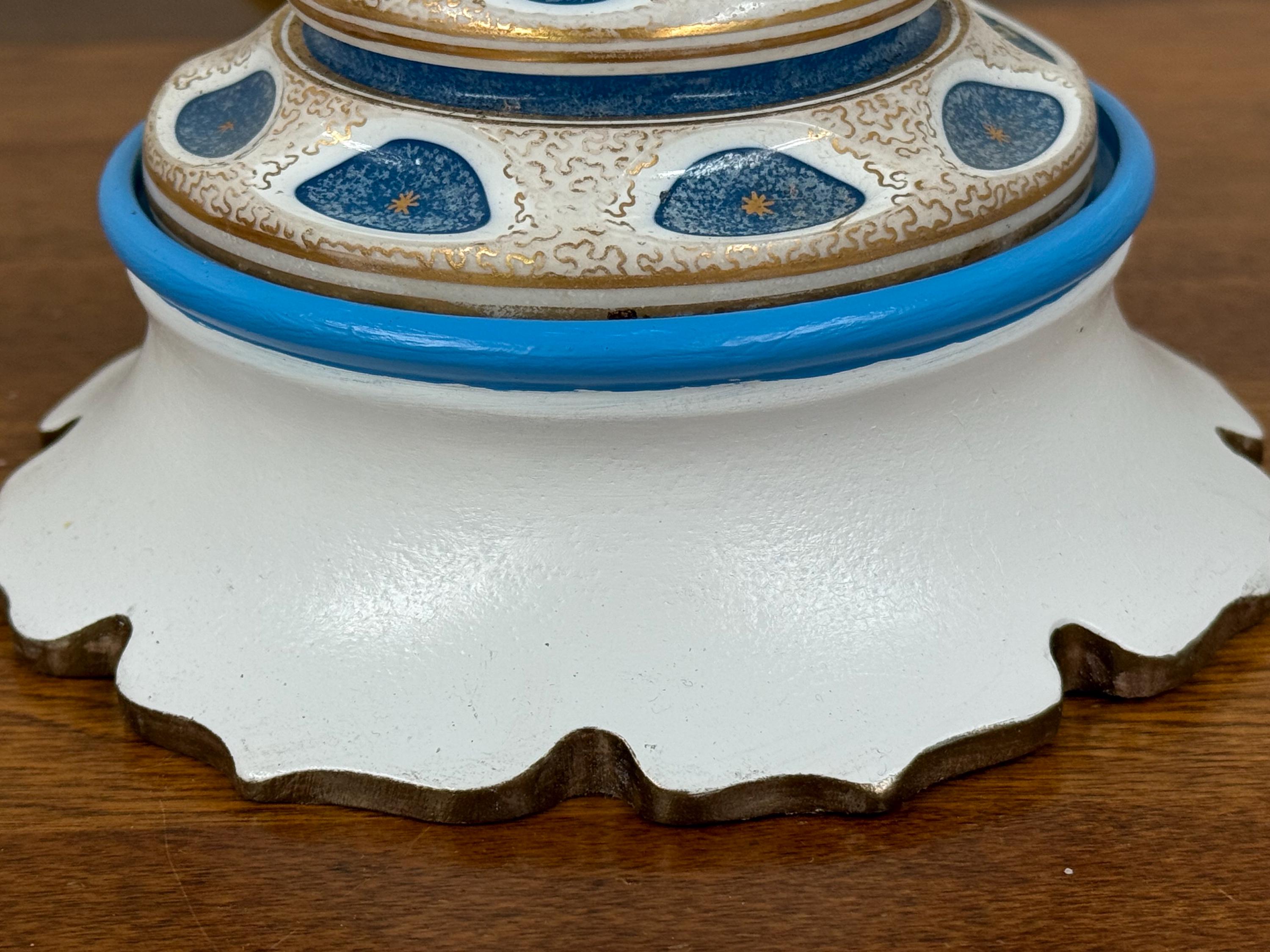 Vintage French Blue Opaline Lamp