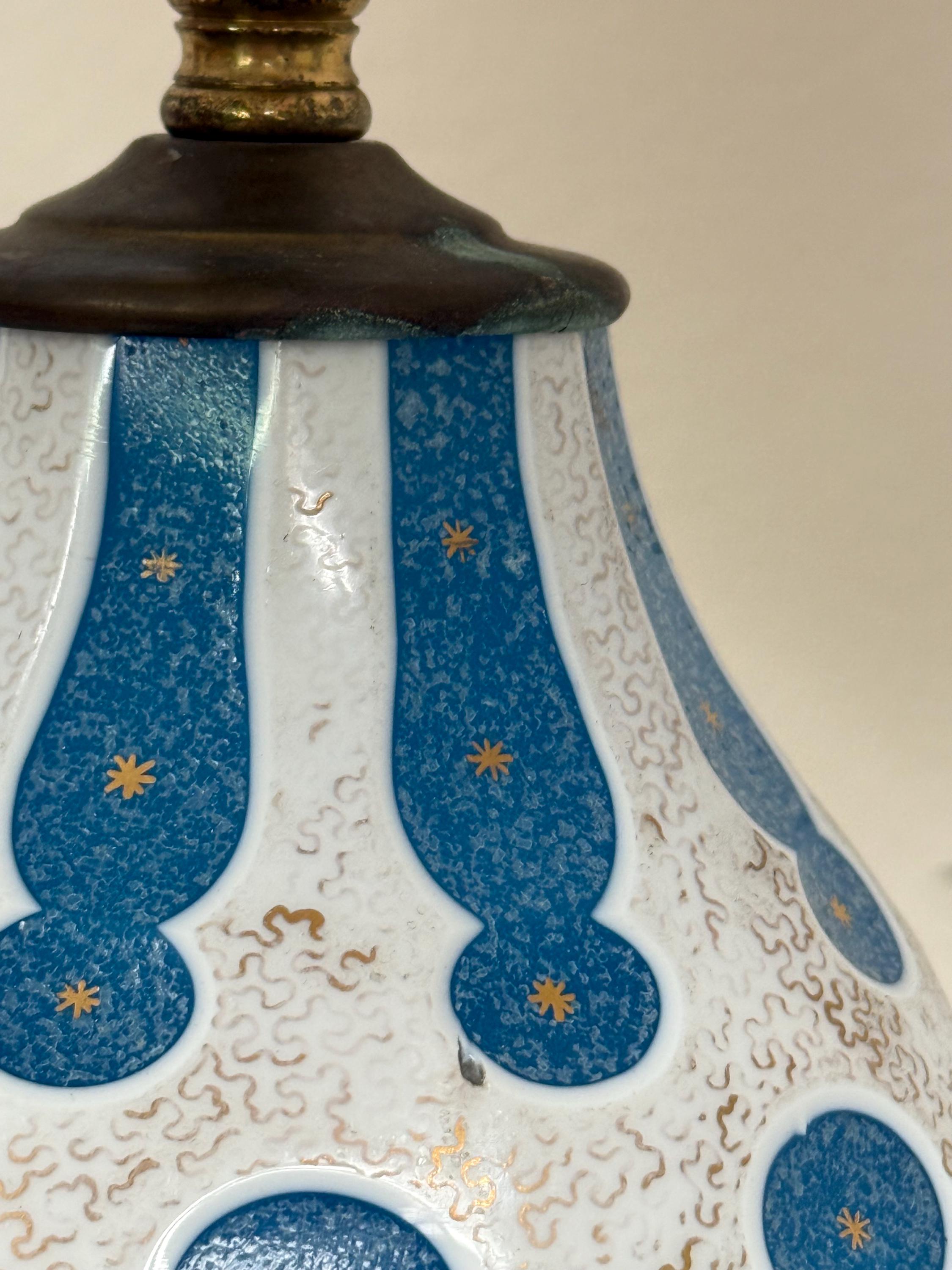 Vintage French Blue Opaline Lamp