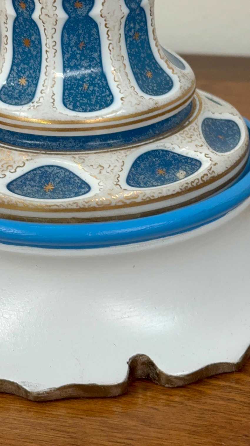 Vintage French Blue Opaline Lamp