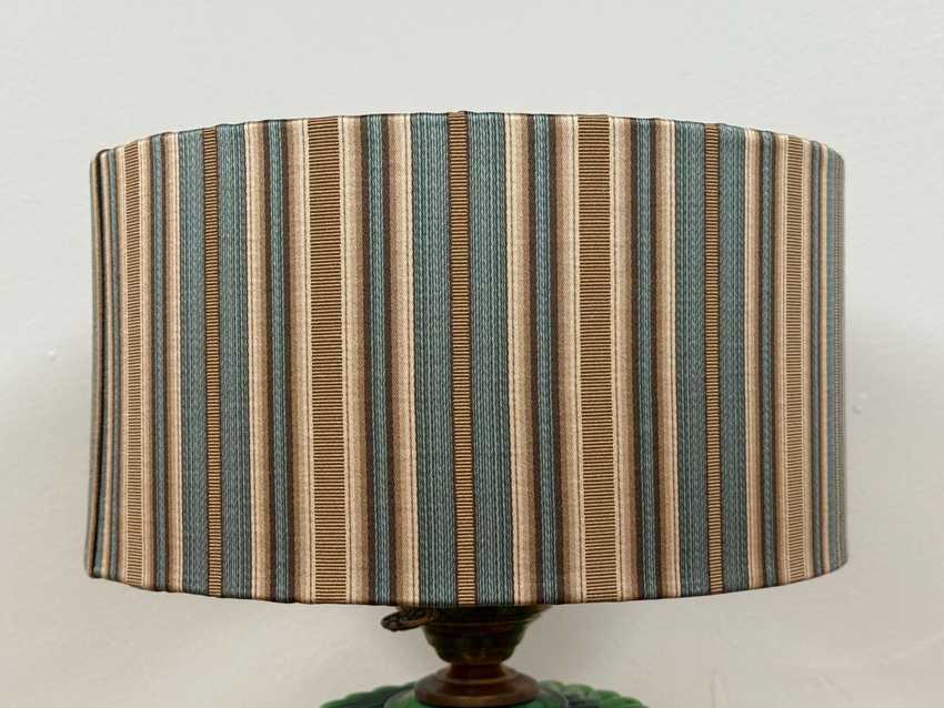 Blue and Tan Striped 12” Diameter 6” Tall DRUM Lampshade