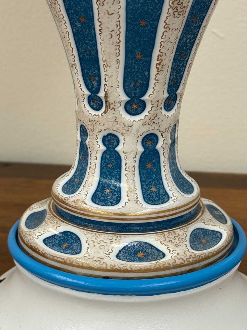 Vintage French Blue Opaline Lamp