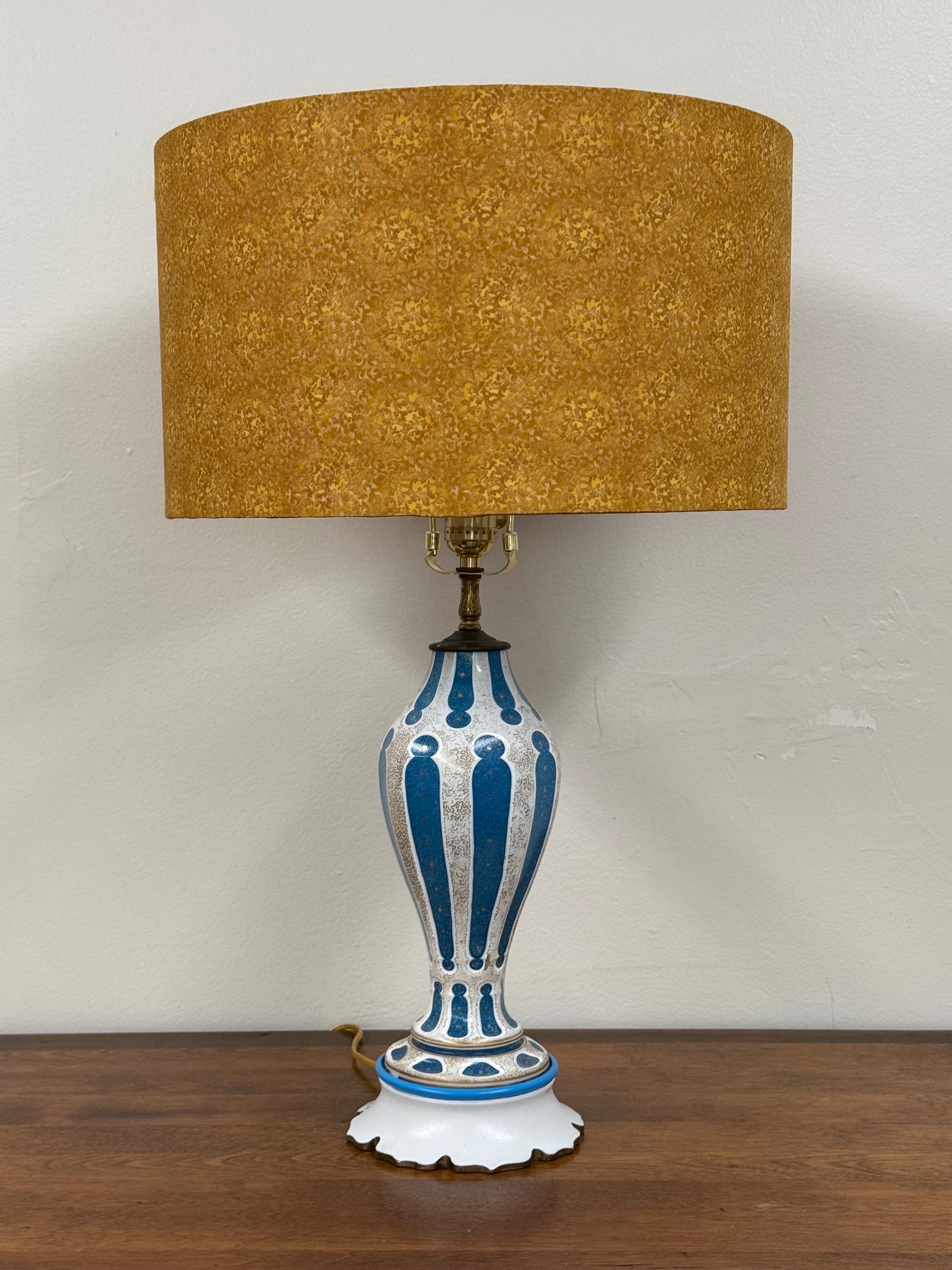 Vintage French Blue Opaline Lamp