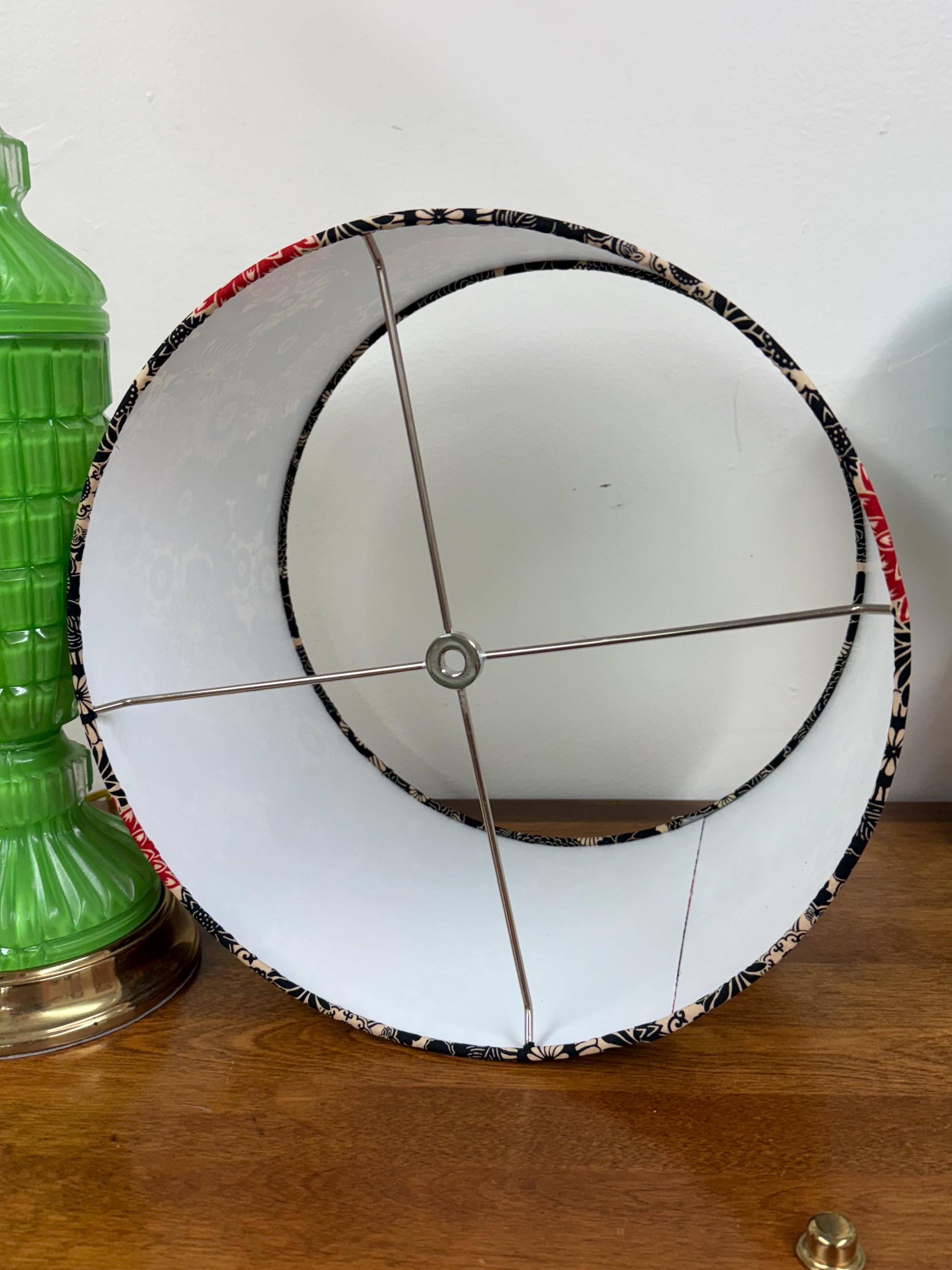 Red and Black Floral Cotton Drum Lampshade - Multiple Sizes Available