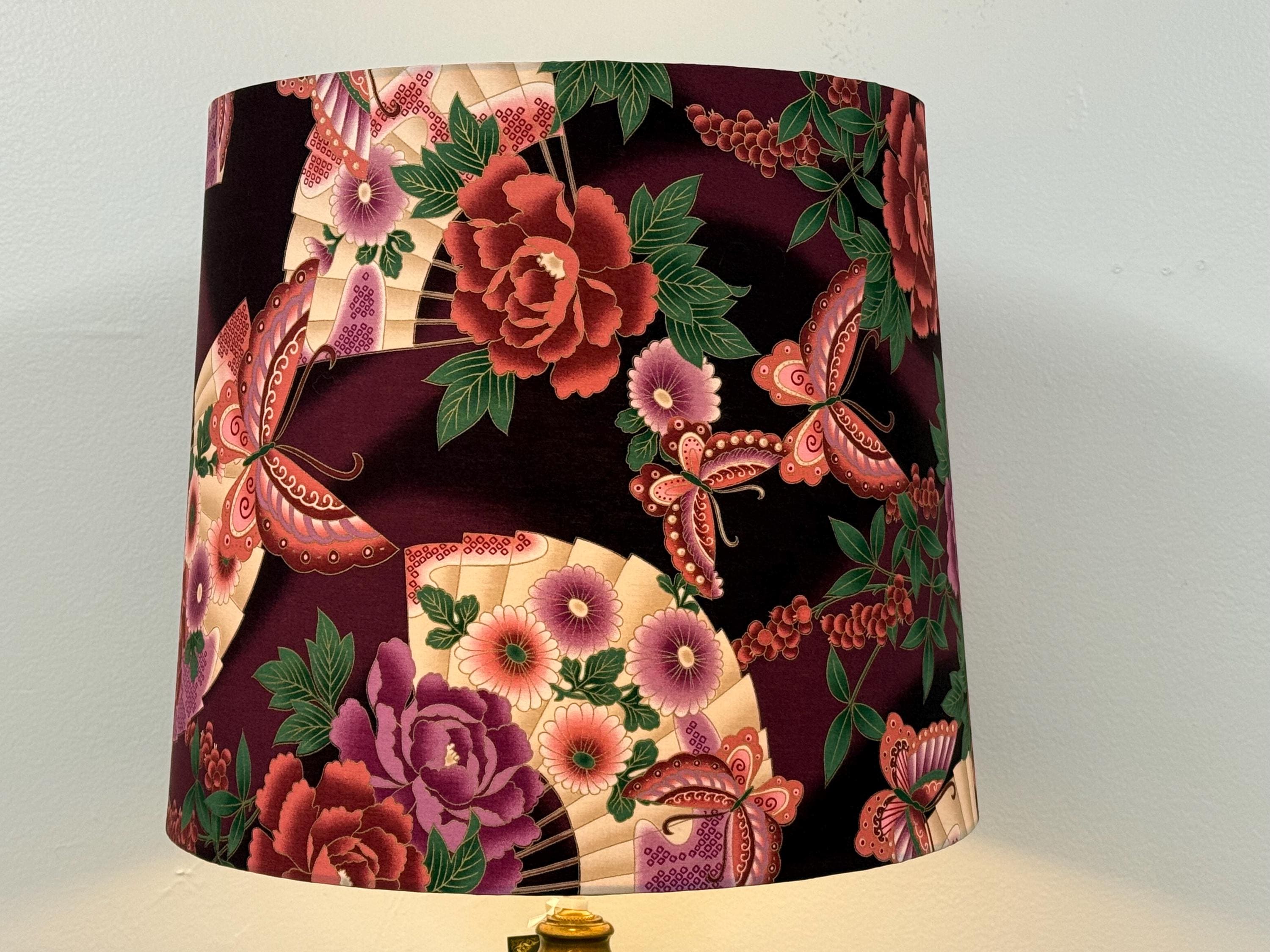 Extra Large Empire Lampshade, Butterflies and Fans Cotton