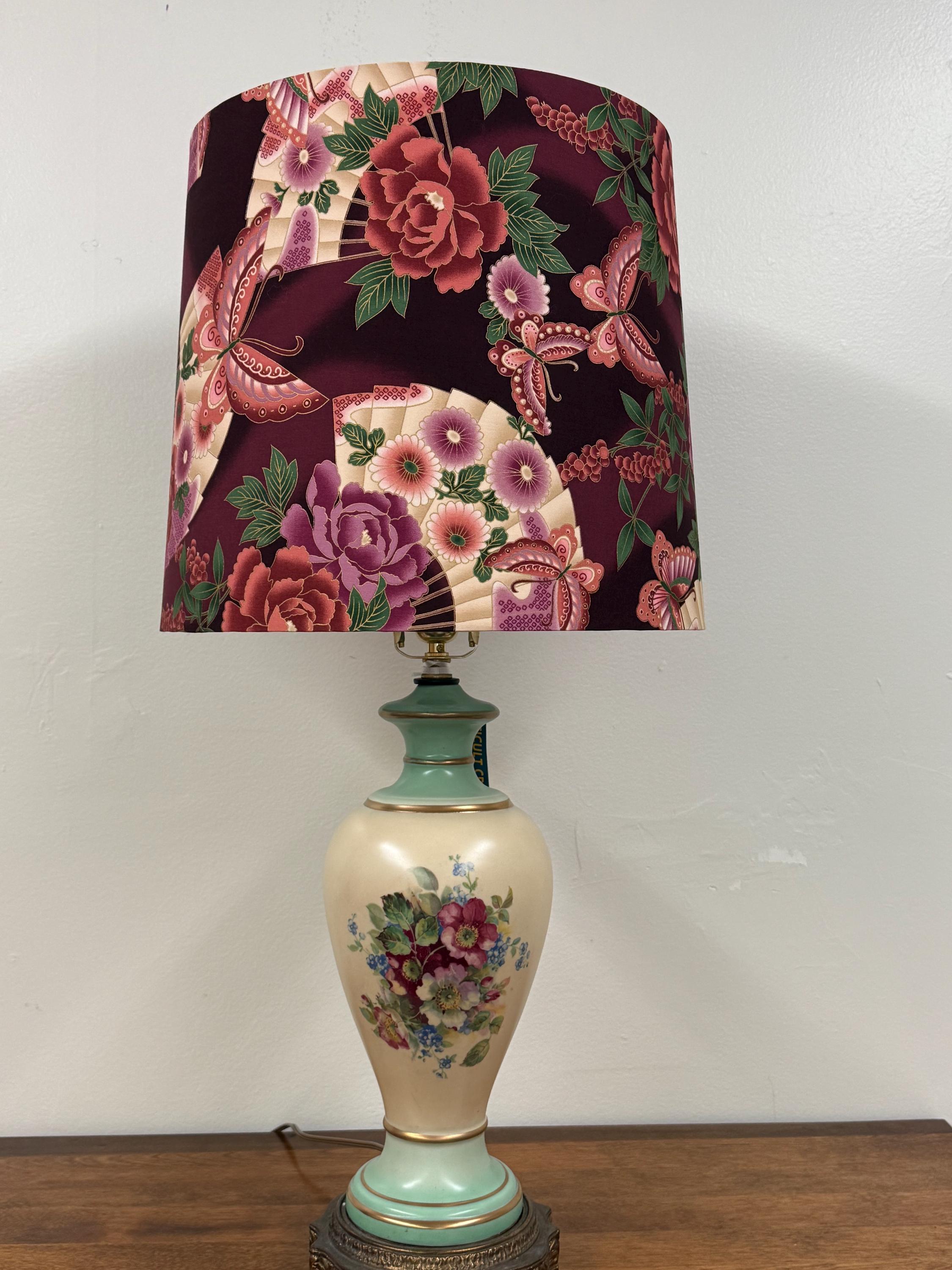 Extra Large Empire Lampshade, Butterflies and Fans Cotton