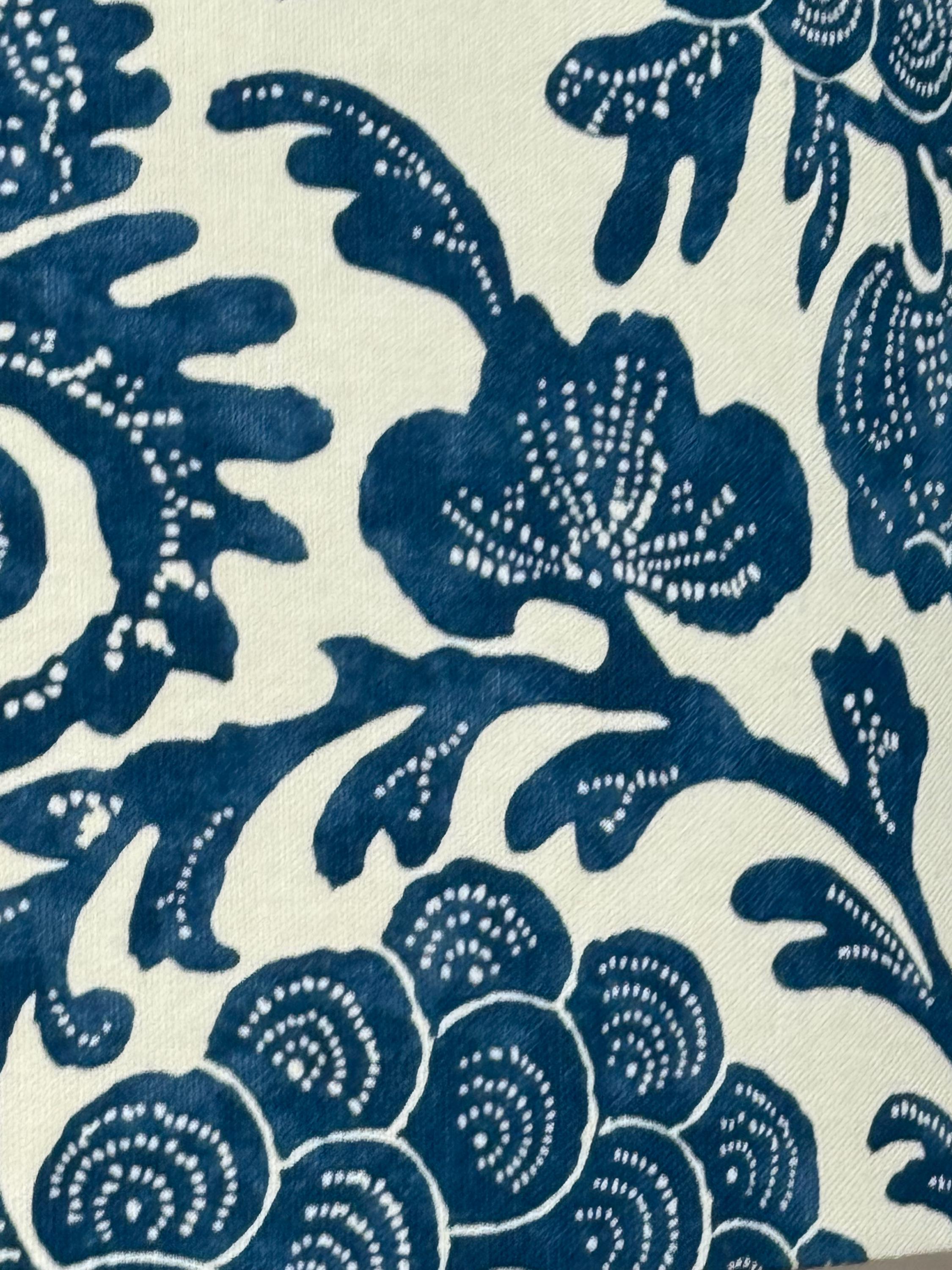 Extra Large Empire Lampshade, Blue and White Botanical
