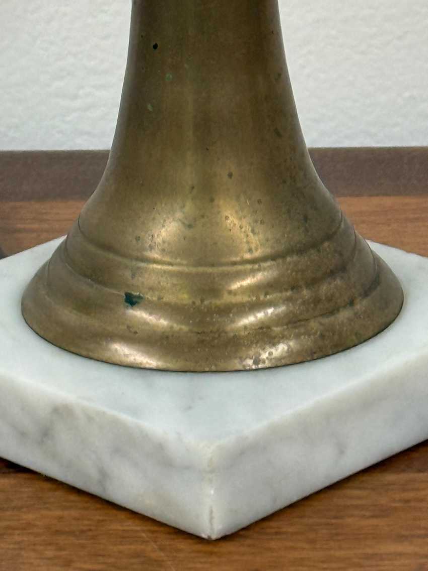 Vintage Painted Milk Glass and Brass Lamp